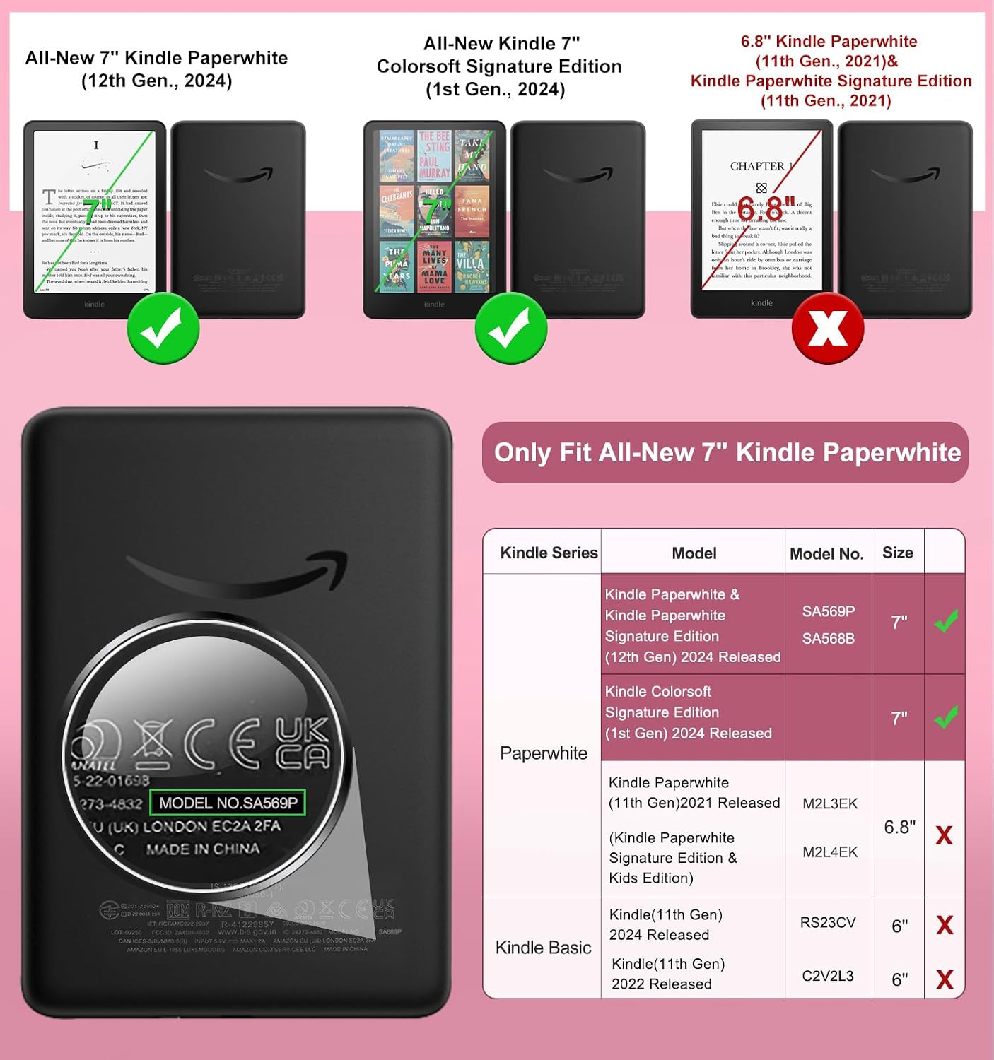 ESTUCHE MOKO PARA KINDLE PAPERWHITE 7' 12ª GEN Y COLORSOFT 2024 ROSADO PRIMAVERA - 2