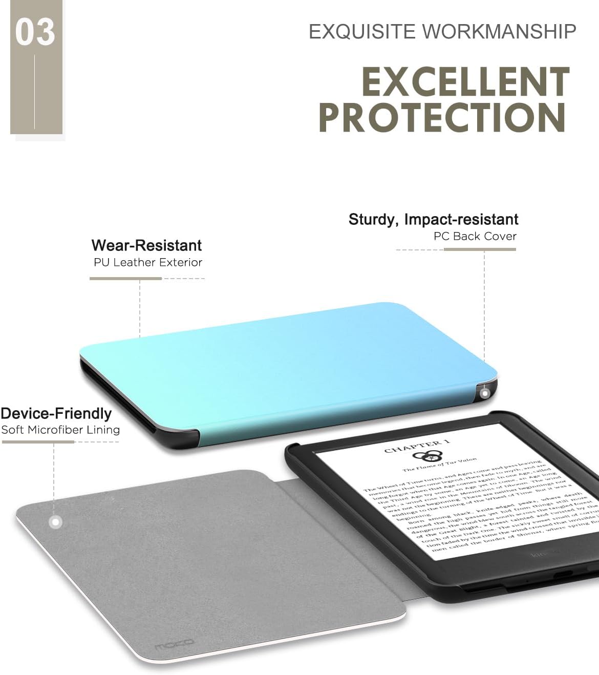 ESTUCHE MOKO PARA KINDLE BASIC 6' 11ª GENERACIÓN 2024/2022 AZUL DEGRADADO - 4