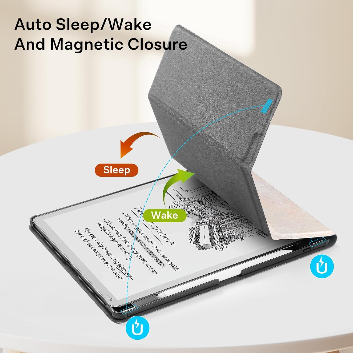 ESTUCHE COBAK PARA KINDLE SCRIBE 11' 3RA GENERACIÓN 2025 COLORSOFT CON SOPORTE Y PORTA LÁPIZ - 4