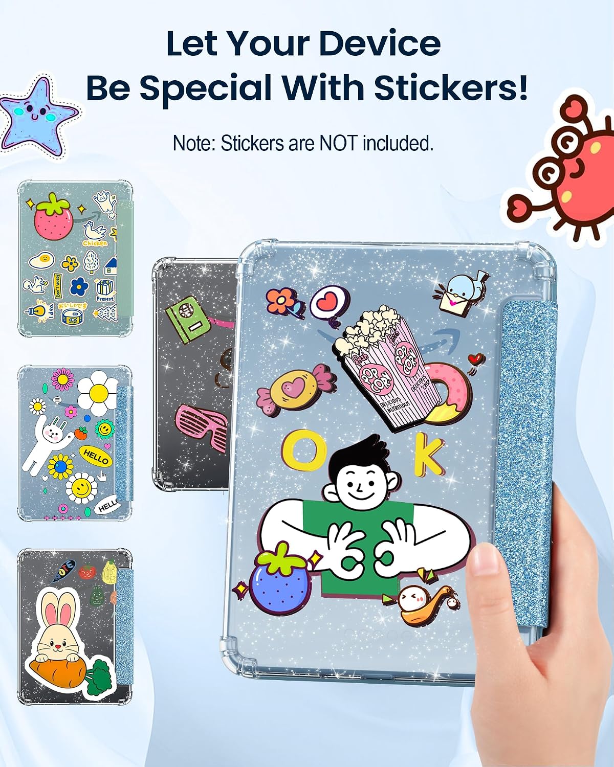 ESTUCHE MOKO PARA KINDLE BASIC 6' 12ª GENERACIÓN 2026 AZUL CLARO GLITTER - 4