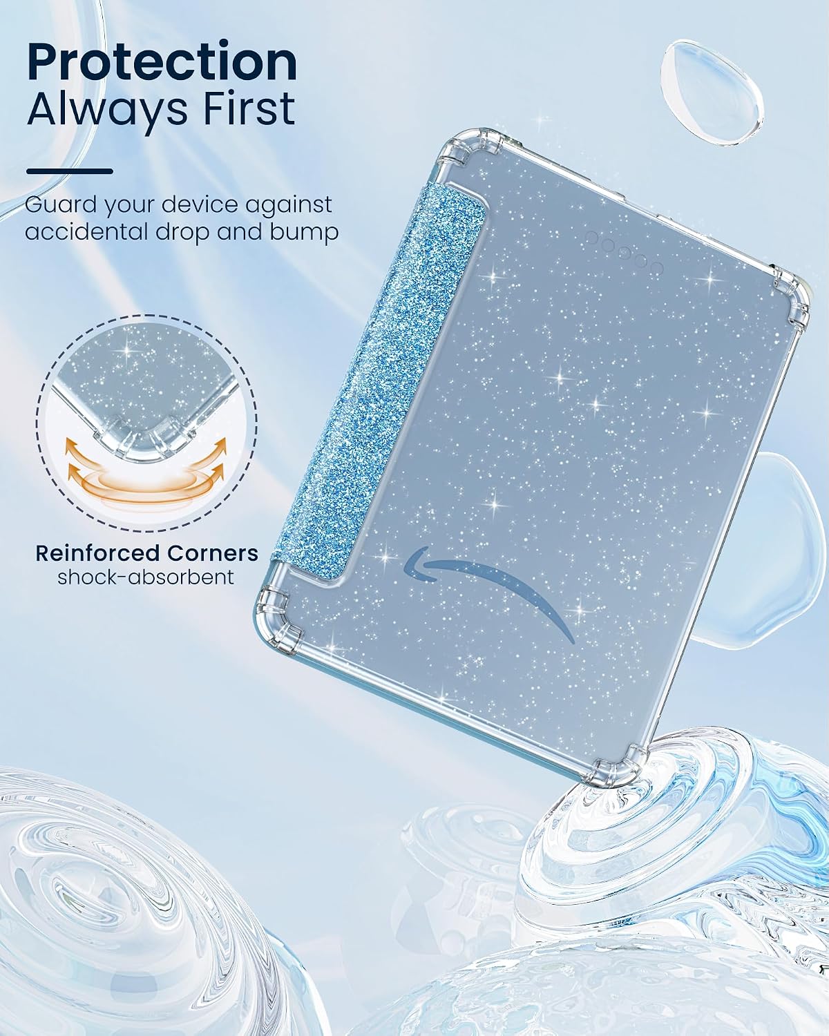 ESTUCHE MOKO PARA KINDLE BASIC 6' 12ª GENERACIÓN 2026 AZUL CLARO GLITTER - 5