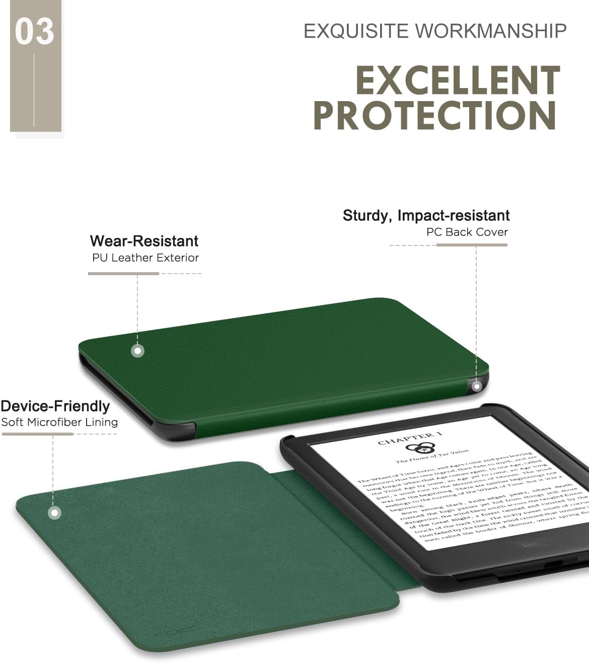ESTUCHE MOKO PARA E-READER 6' 2024/2022 LOTUS LEAF GREEN - 4