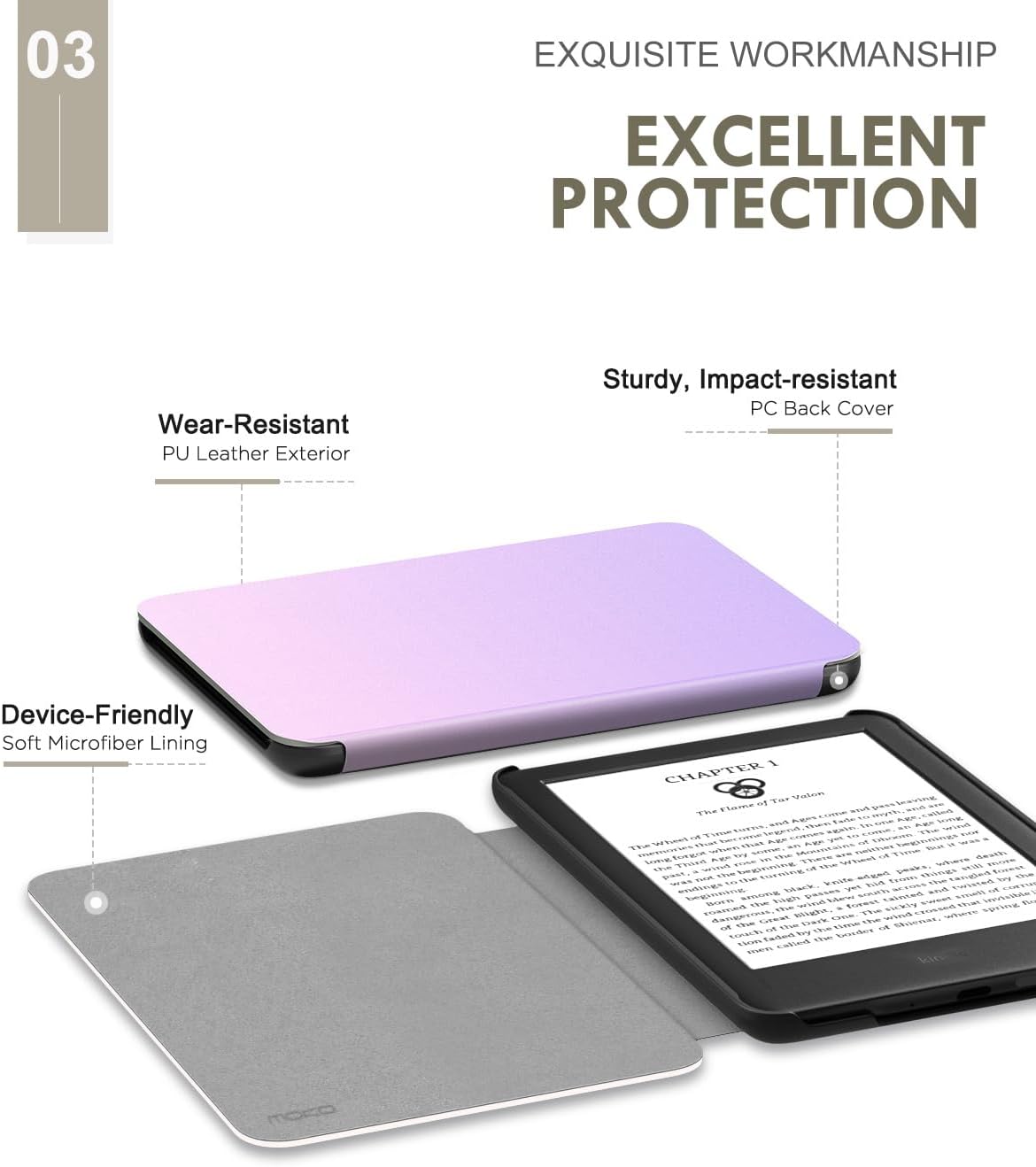 ESTUCHE MOKO PARA KINDLE BASIC 6' 11ª GENERACIÓN 2024/2022 PÚRPURA DEGRADADO - 4