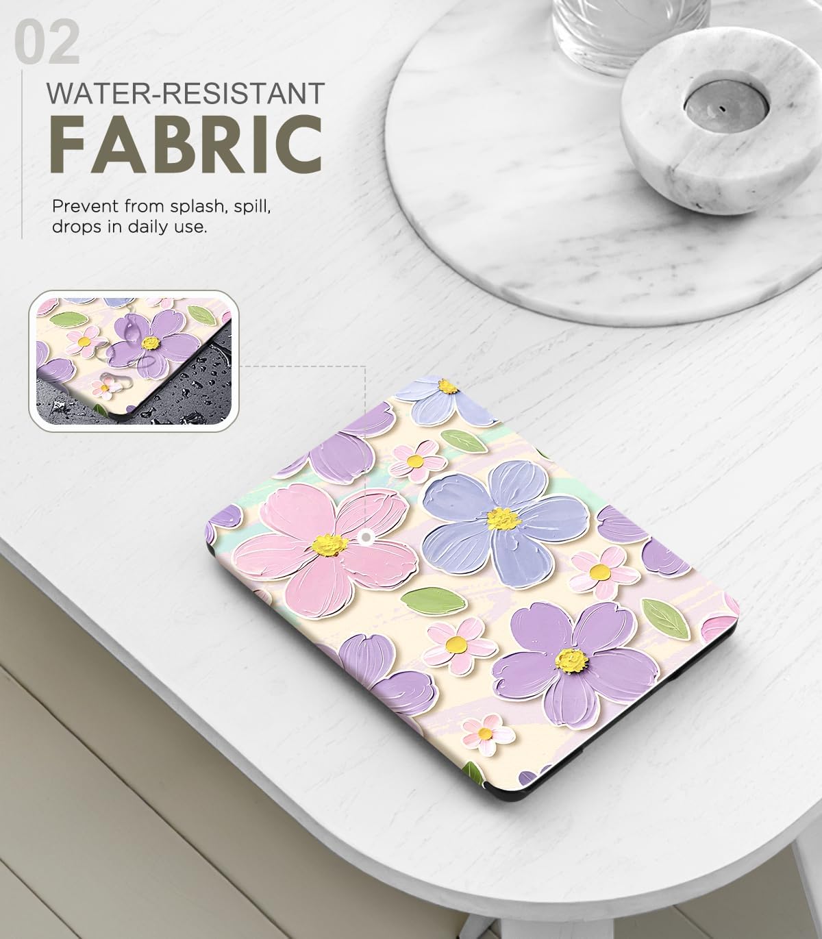 ESTUCHE MOKO PARA KINDLE PAPERWHITE 7' 12ª GEN 2024 COLORSOFT OIL PAINT FLOWER - 3