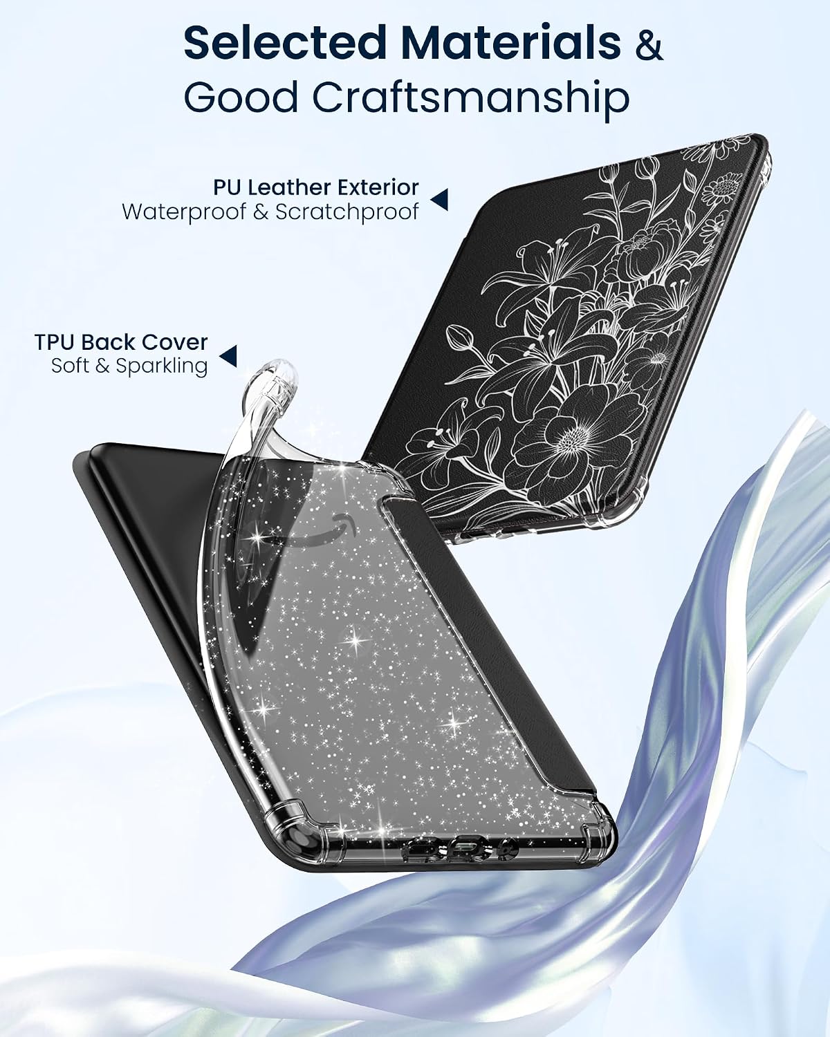 ESTUCHE MOKO PARA KINDLE PAPERWHITE 7' 12ª GEN Y COLORSOFT 2024 DISEÑO LINE FLOWER - 4