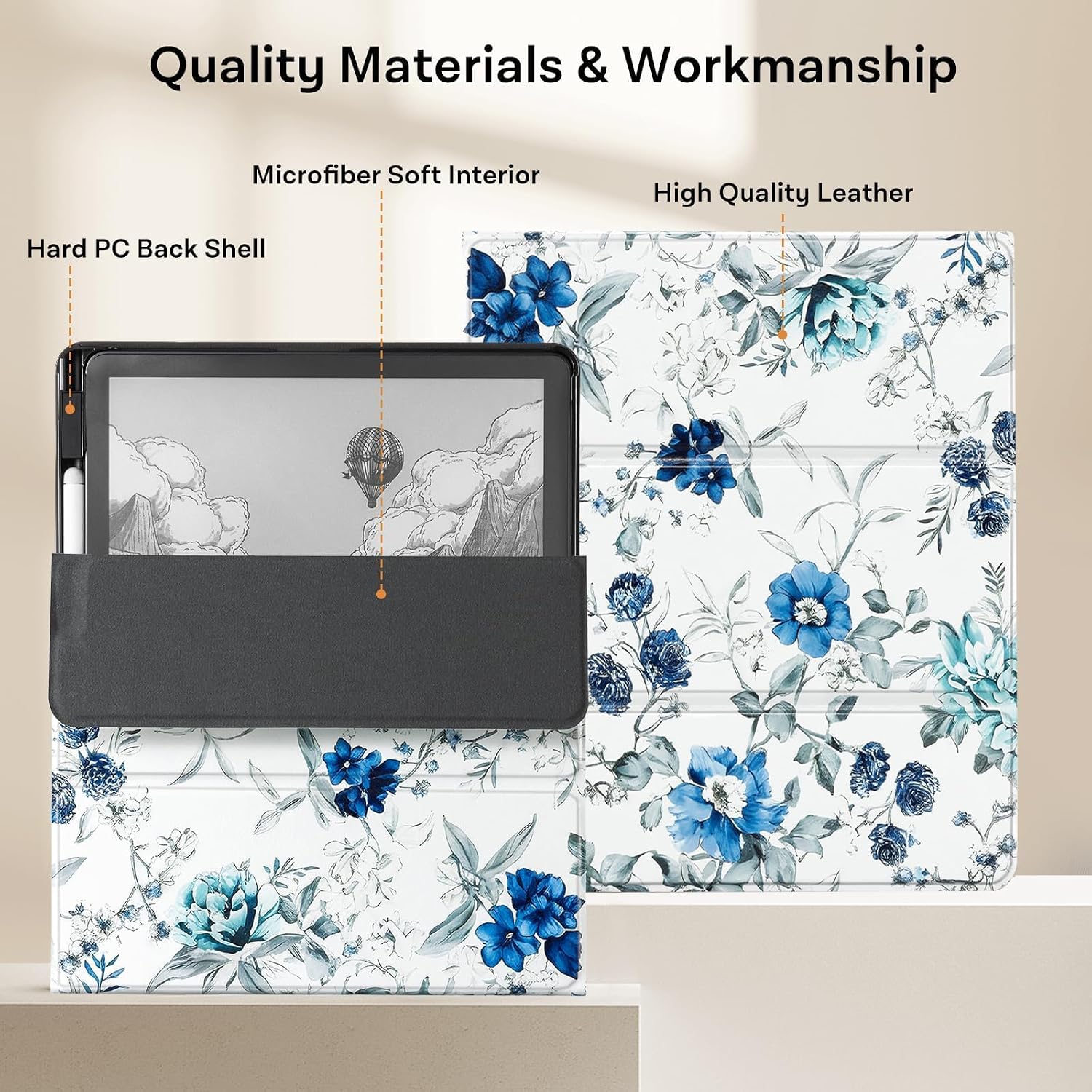 ESTUCHE COBAK PARA KINDLE SCRIBE 11' 3RA GENERACIÓN 2025 AZUL BLOSSOM - 5