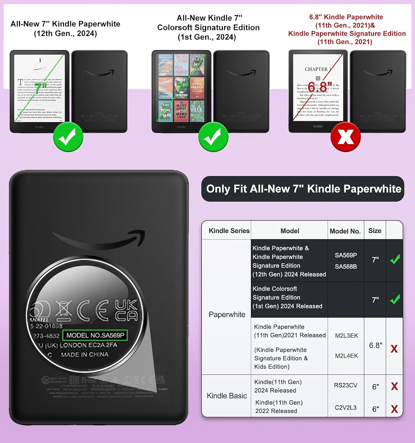 ESTUCHE MOKO PARA KINDLE PAPERWHITE 7' 12ª GEN Y COLORSOFT 2024 PÚRPURA GLITTER - 2