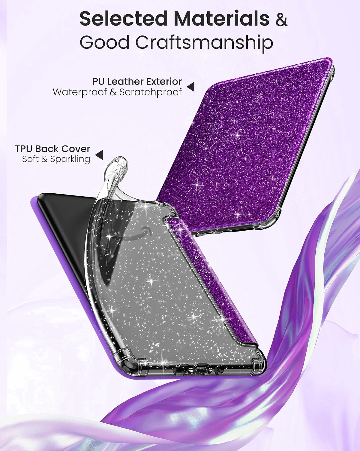 ESTUCHE MOKO PARA KINDLE PAPERWHITE 7' 12ª GEN Y COLORSOFT 2024 PÚRPURA GLITTER - 4
