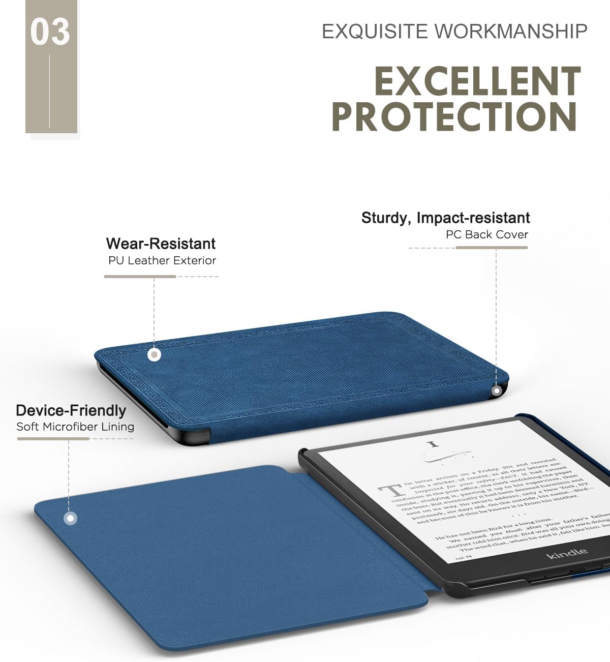 ESTUCHE MOKO PARA KINDLE PAPERWHITE 7' 12ª GEN 2024 AZUL RETRO - 4