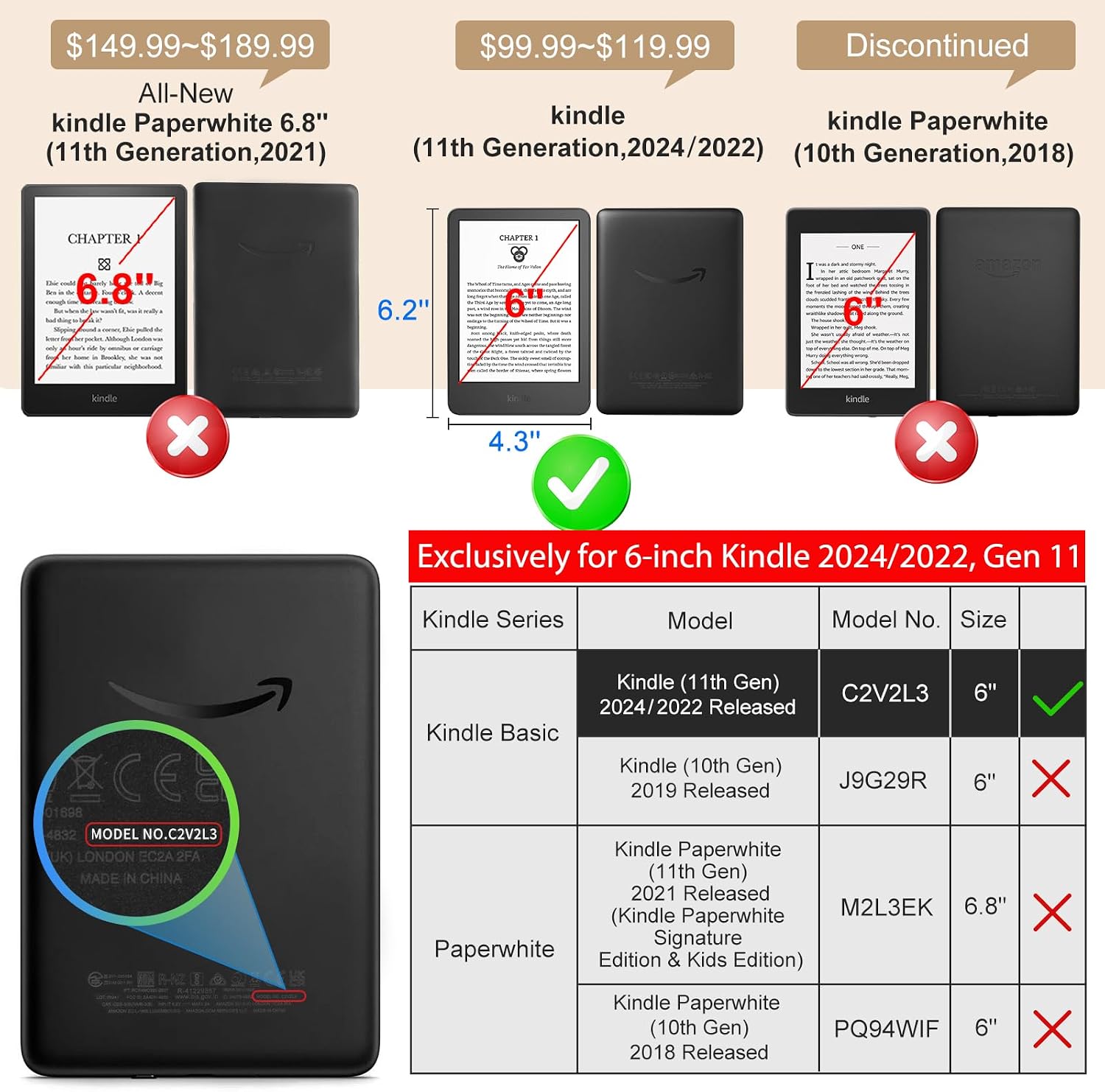 ESTUCHE COBAK CON SOPORTE PARA KINDLE 6' (2024 Y 2022, 11ª GEN) - 2