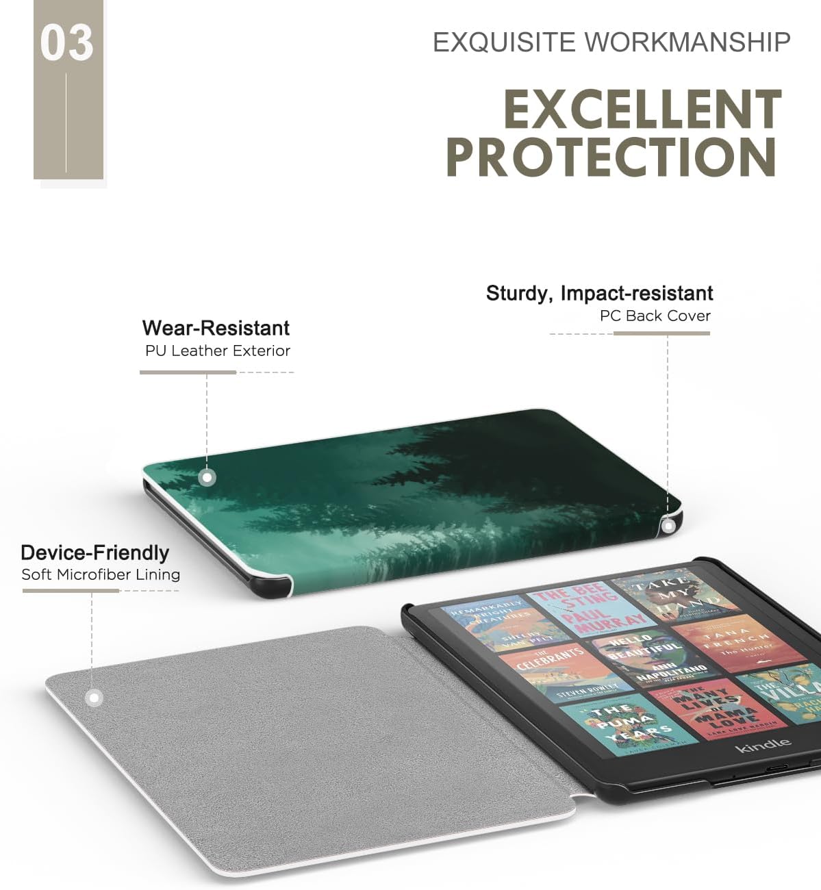ESTUCHE MOKO PARA KINDLE PAPERWHITE 7' 12ª GEN 2024 VERDE BOSQUE - 4