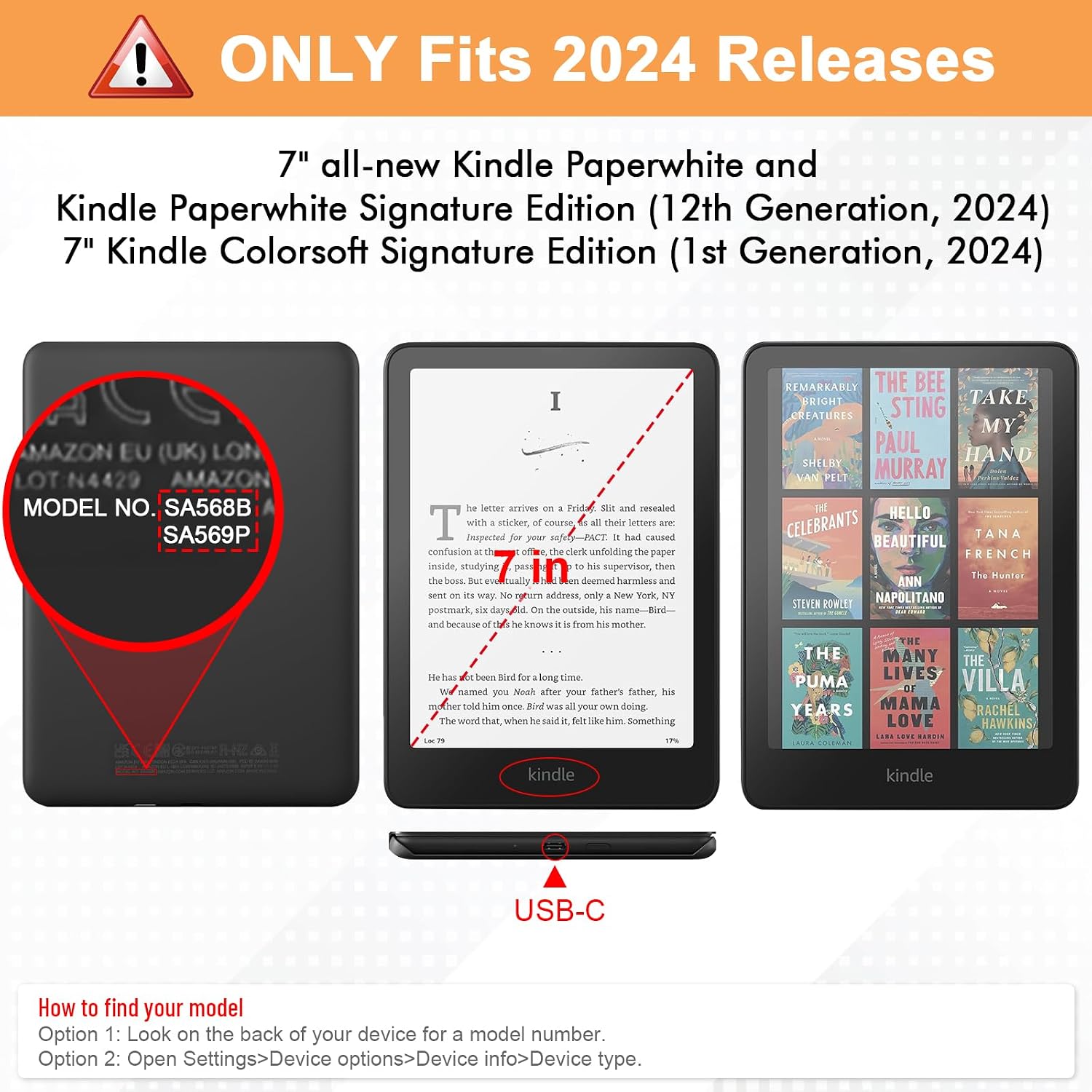 ESTUCHE FINTIE SLIM PARA KINDLE PAPERWHITE 7' 12ª GEN 2024 Y KINDLE COLORSOFT - 2