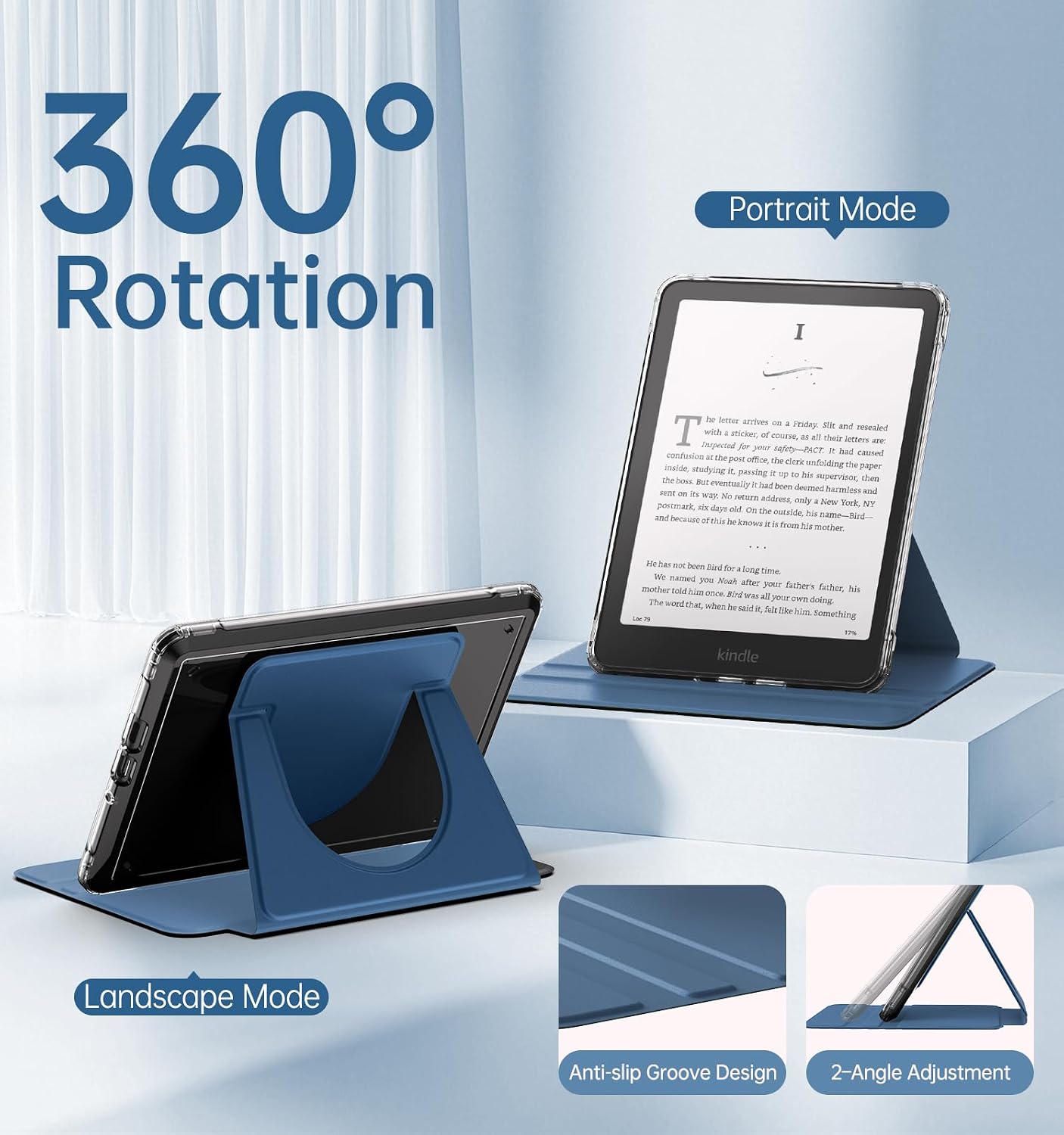 ESTUCHE MOKO 360° ROTATIVO DESMONTABLE PARA EBOOK READER 7' AZUL OSCURO - 4