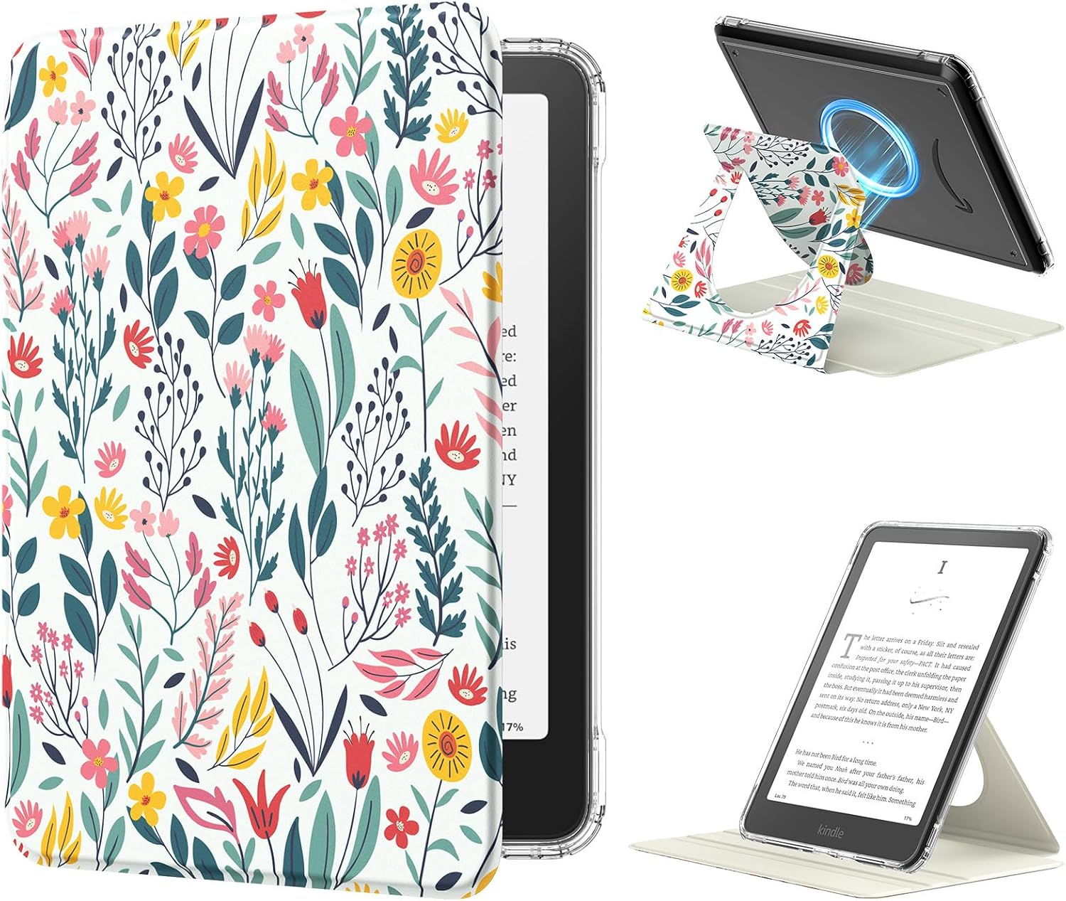 ESTUCHE MOKO 360° ROTATORIO PARA KINDLE PAPERWHITE 7' 12ª GEN FLORES - 1