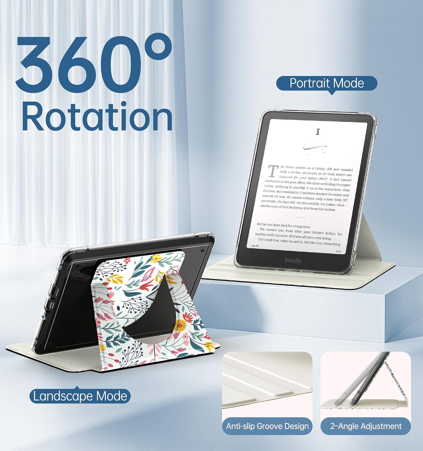 ESTUCHE MOKO 360° ROTATORIO PARA KINDLE PAPERWHITE 7' 12ª GEN FLORES - 4