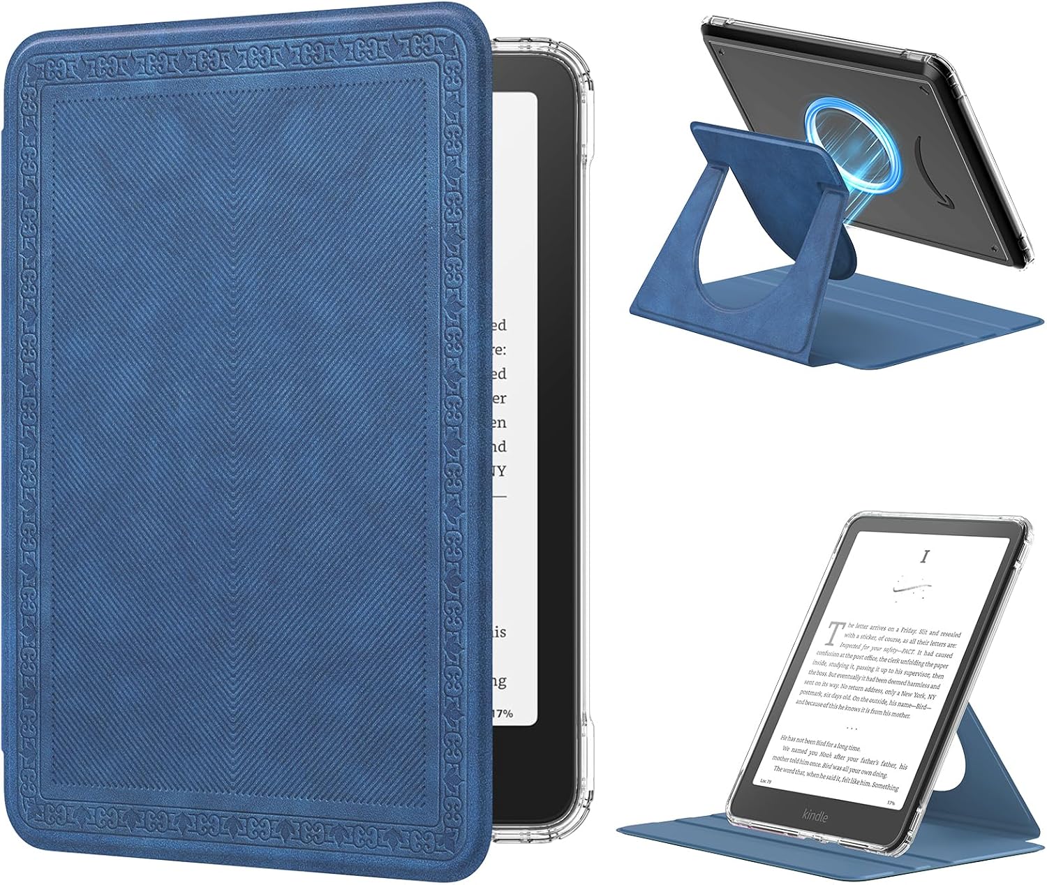 ESTUCHE MOKO 360° ROTATIVO DESMONTABLE PARA EBOOK READER 7' AZUL VINTAGE - 1