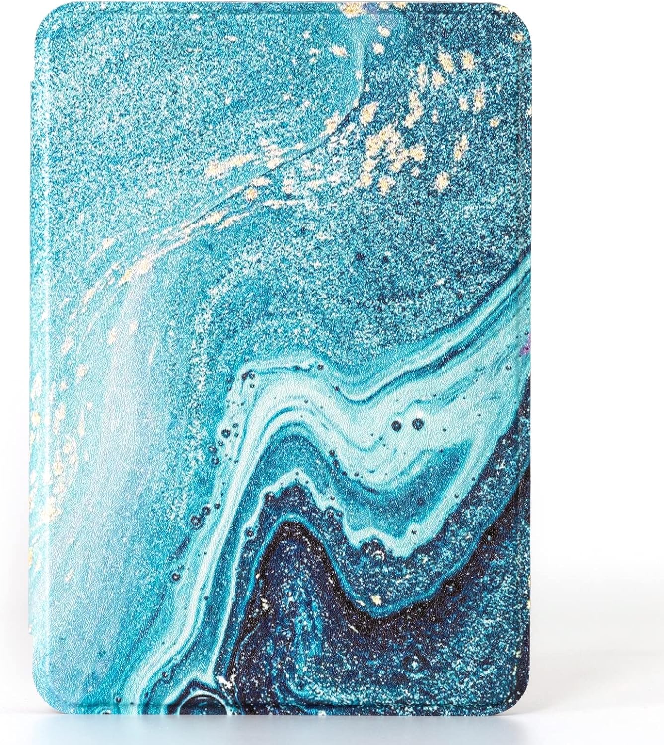 ESTUCHE COBAK PARA LECTOR ELECTRÓNICO TCL 6 PULGADAS 2024 Y 2022 PU LEATHER TEAL GOLDEN FLOW MARBLE - 4