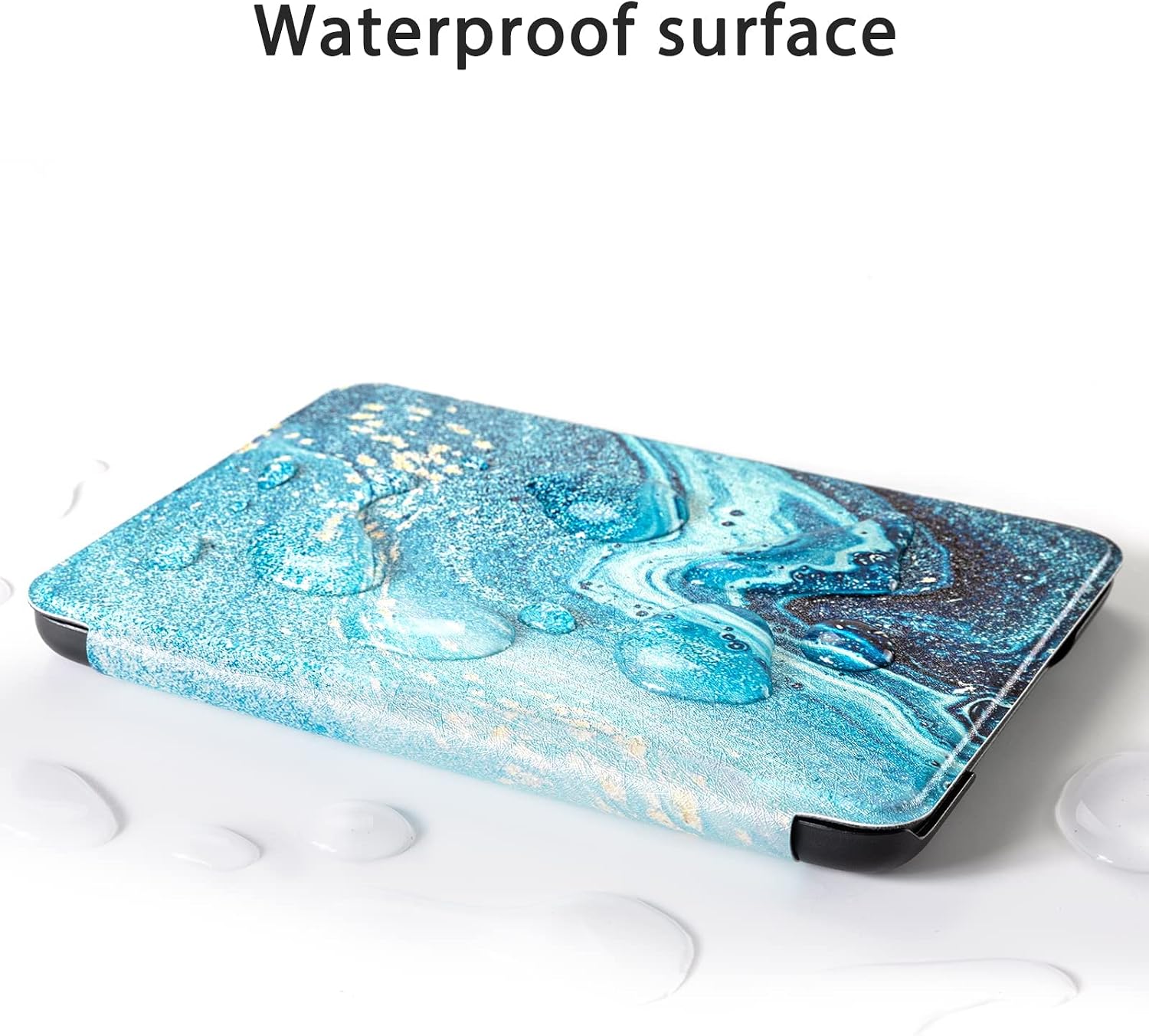 ESTUCHE COBAK PARA LECTOR ELECTRÓNICO TCL 6 PULGADAS 2024 Y 2022 PU LEATHER TEAL GOLDEN FLOW MARBLE - 5