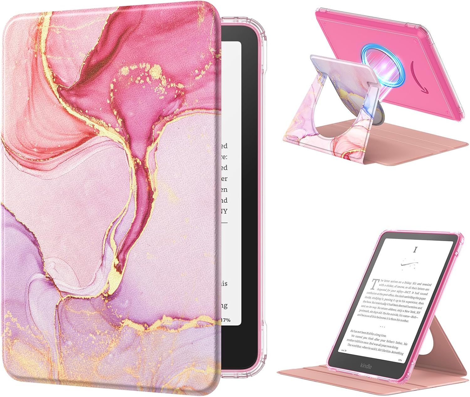 ESTUCHE MOKO PARA LECTOR EBOOK 7' 360° ROTATORIO DESMONTABLE ROSADO - 1