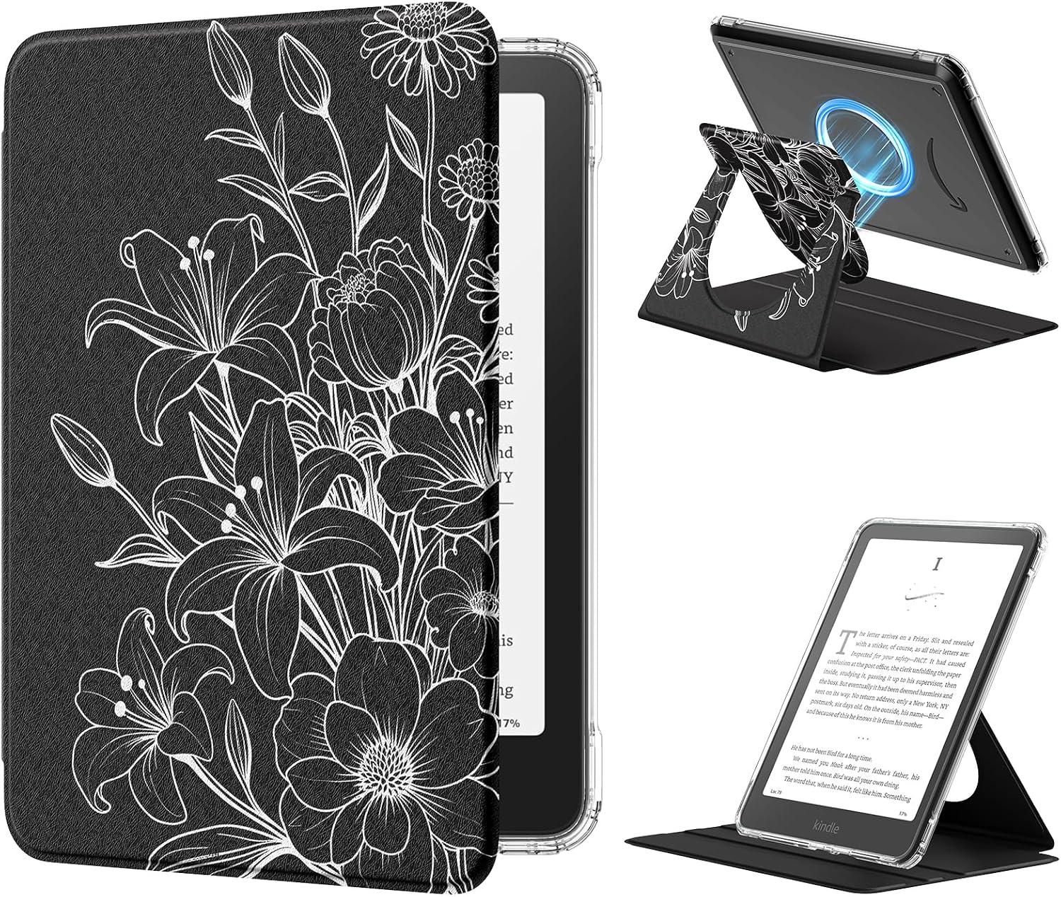 ESTUCHE MOKO 360° ROTATIVO DESMONTABLE PARA EBOOK READER 7' MODELO LINE FLOWER - 1