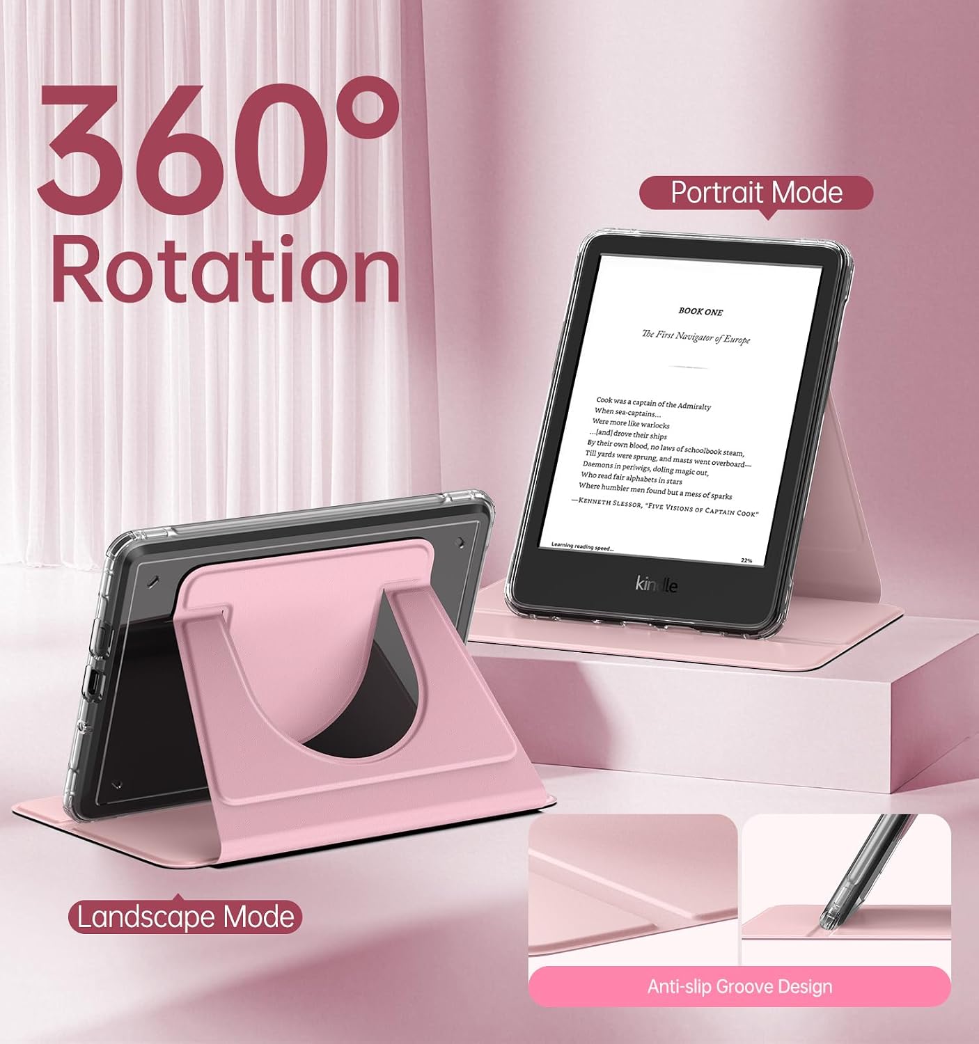 ESTUCHE MOKO PARA KINDLE BASIC 6' 11ª GENERACIÓN 2024/2022 ROSADO - 4