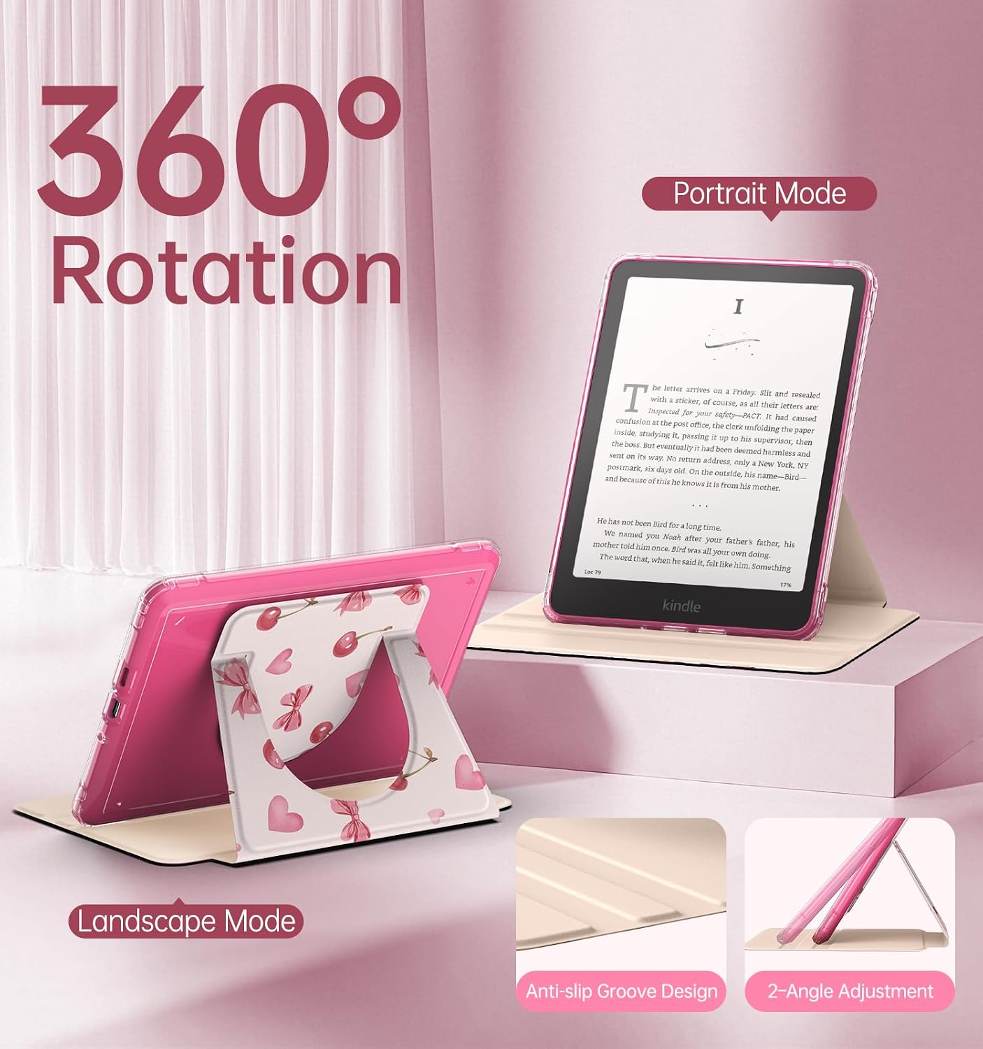 ESTUCHE MOKO 360° ROTATIVO DESMONTABLE PARA EBOOK READER 7' CHERRY BOW - 4