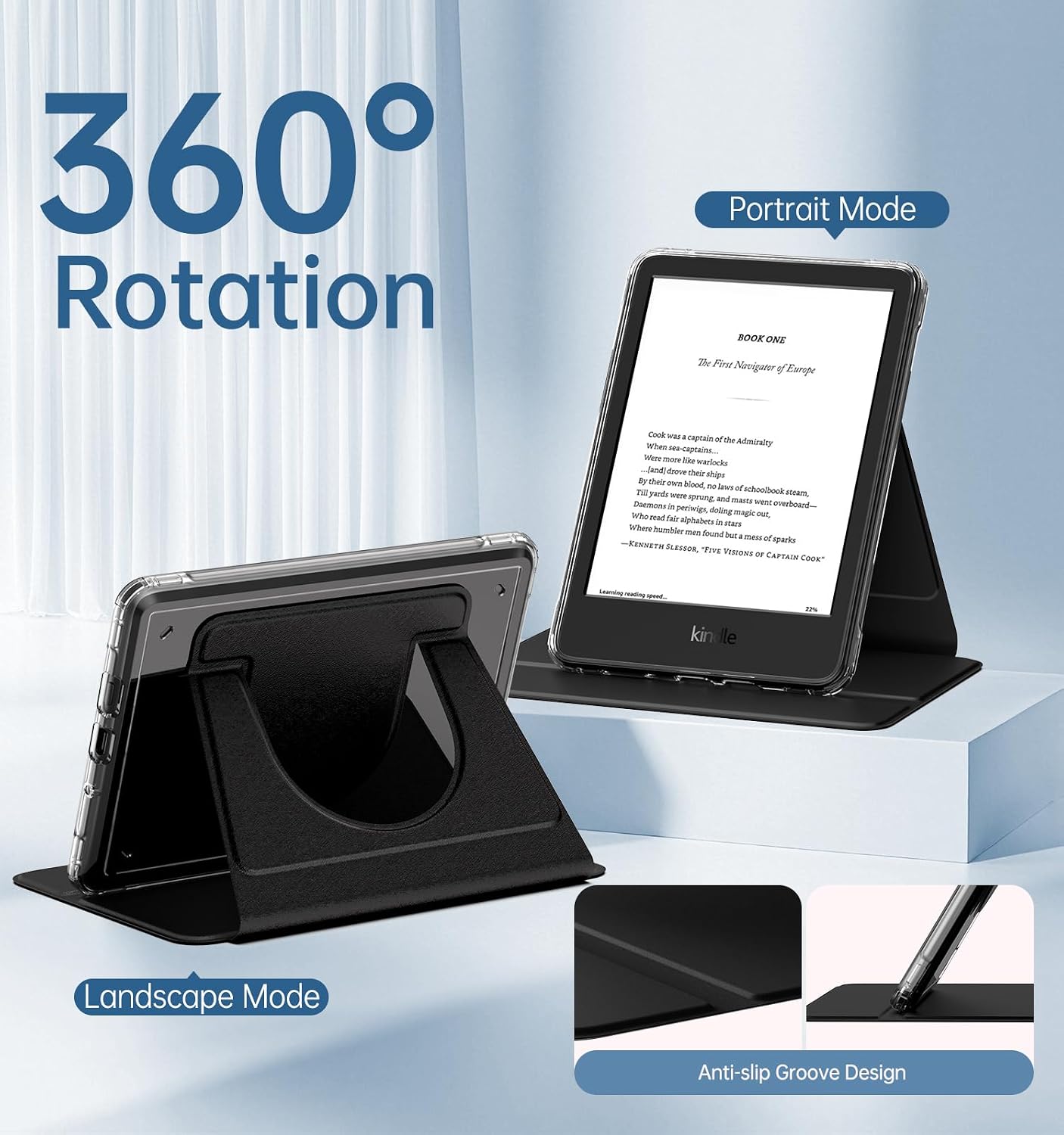 ESTUCHE MOKO PARA KINDLE BASIC 6' 11ª GENERACIÓN 2024/2022 NEGRO - 4