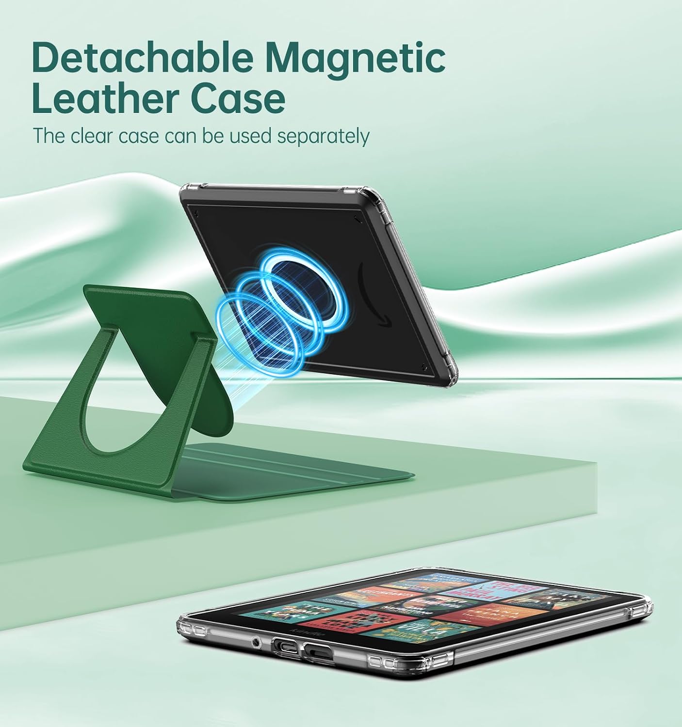ESTUCHE MOKO 360° ROTATIVO DESMONTABLE PARA EBOOK READER 7' VERDE HOJA DE LOTO - 3