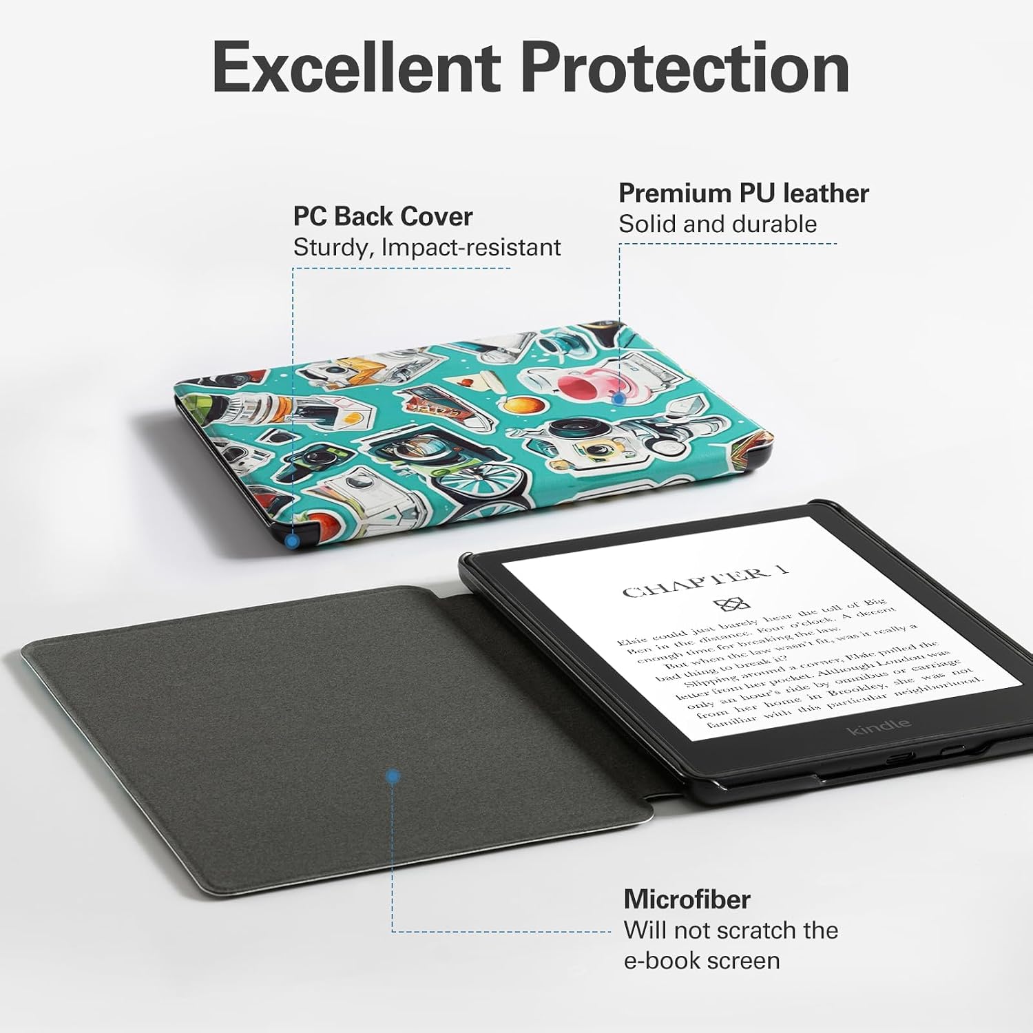 ESTUCHE COBAK PARA LECTOR EBOOK 6.8 PULGADAS MODELO A0722 COLOR TRANSPARENTE - 2