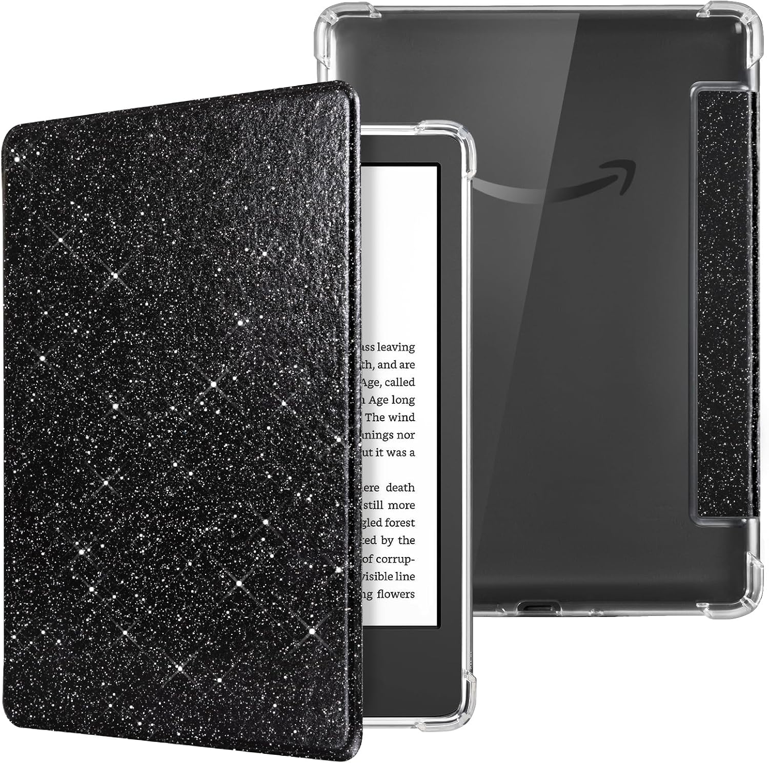 ESTUCHE COBAK PARA KINDLE 6' 11ª GEN 2024 TRANSPARENTE TPU NEGRO GLITTER - 1