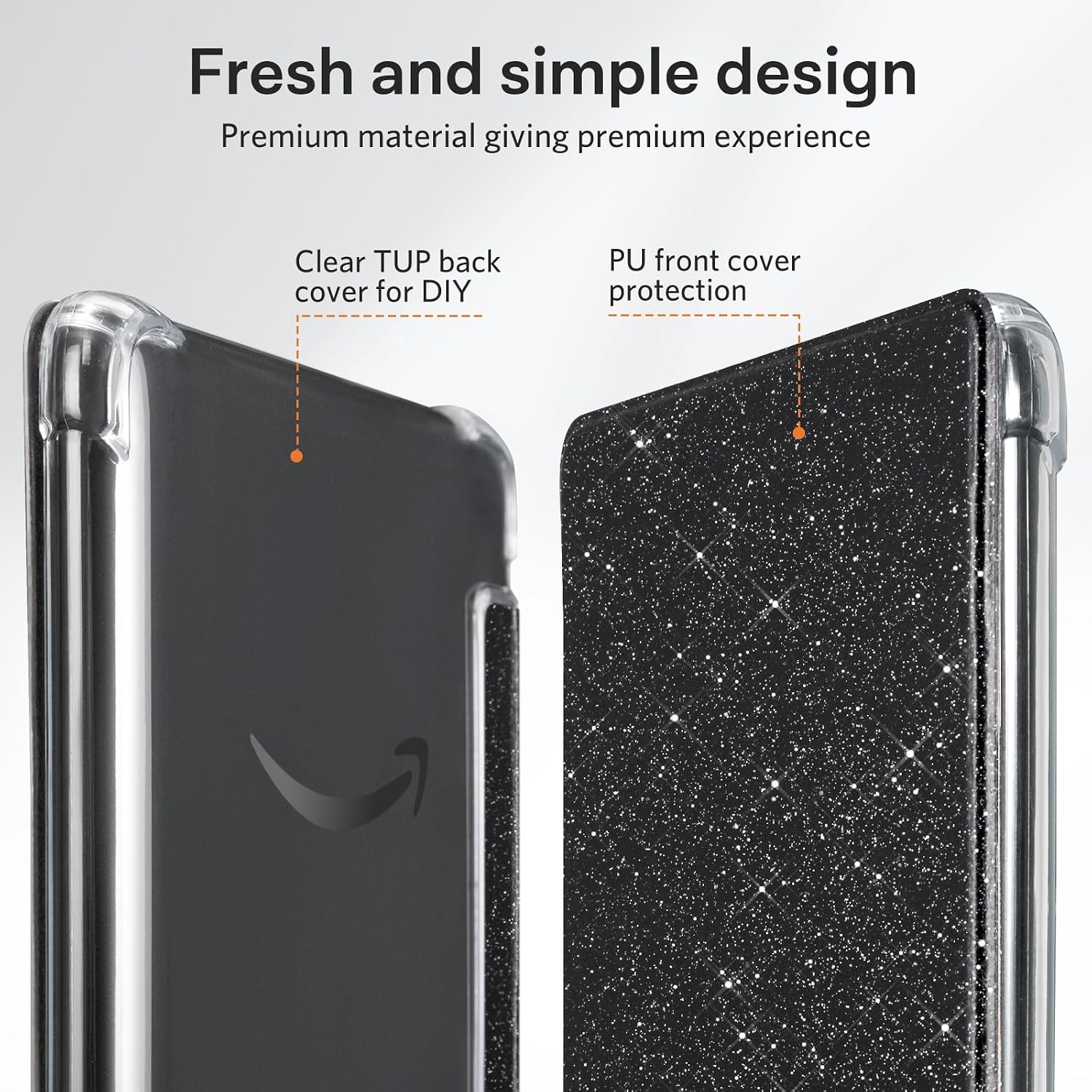ESTUCHE COBAK PARA KINDLE 6' 11ª GEN 2024 TRANSPARENTE TPU NEGRO GLITTER - 4