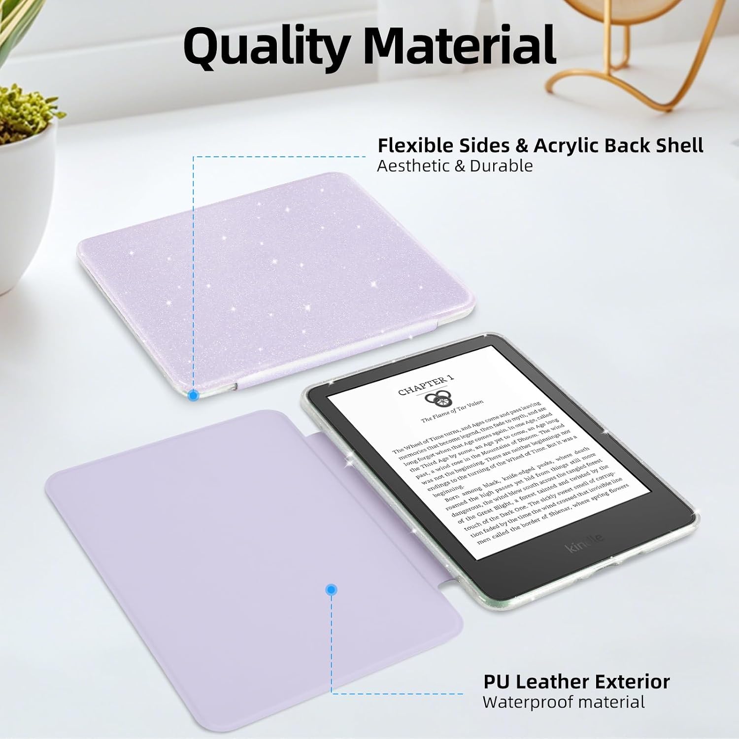 ESTUCHE PARA KINDLE 6' HOICHOE GLITTER PÚRPURA - 3