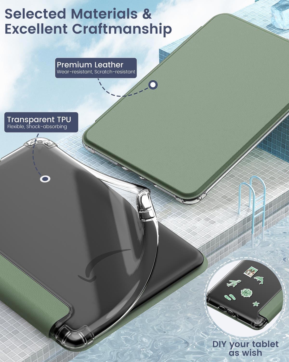 ESTUCHE MOKO PARA KINDLE PAPERWHITE 7' 12ª GEN Y COLORSOFT 2024 CELADÓN - 4