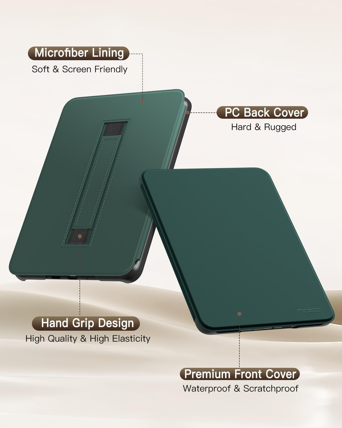 ESTUCHE PARA KINDLE 6' MOKO 11ª GENERACIÓN 2024/2022 VERDE MEDIANOCHE - 5