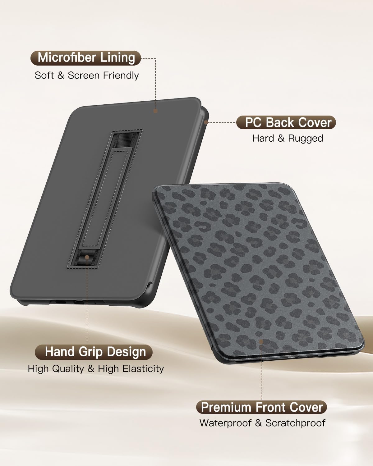 ESTUCHE MOKO PARA EBOOK READER 7' 12TH GEN 2024 LEOPARDO GRIS OSCURO - 5
