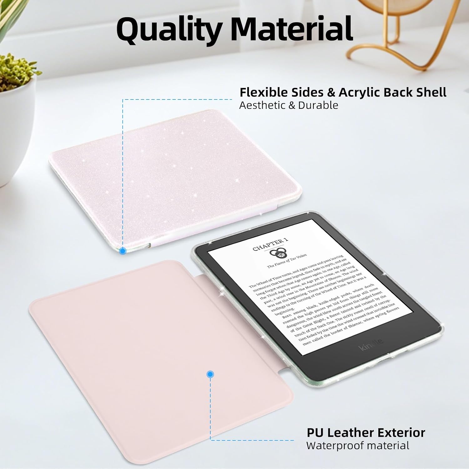 ESTUCHE PARA KINDLE 6' HOICHOE GLITTER ROSADO - 3