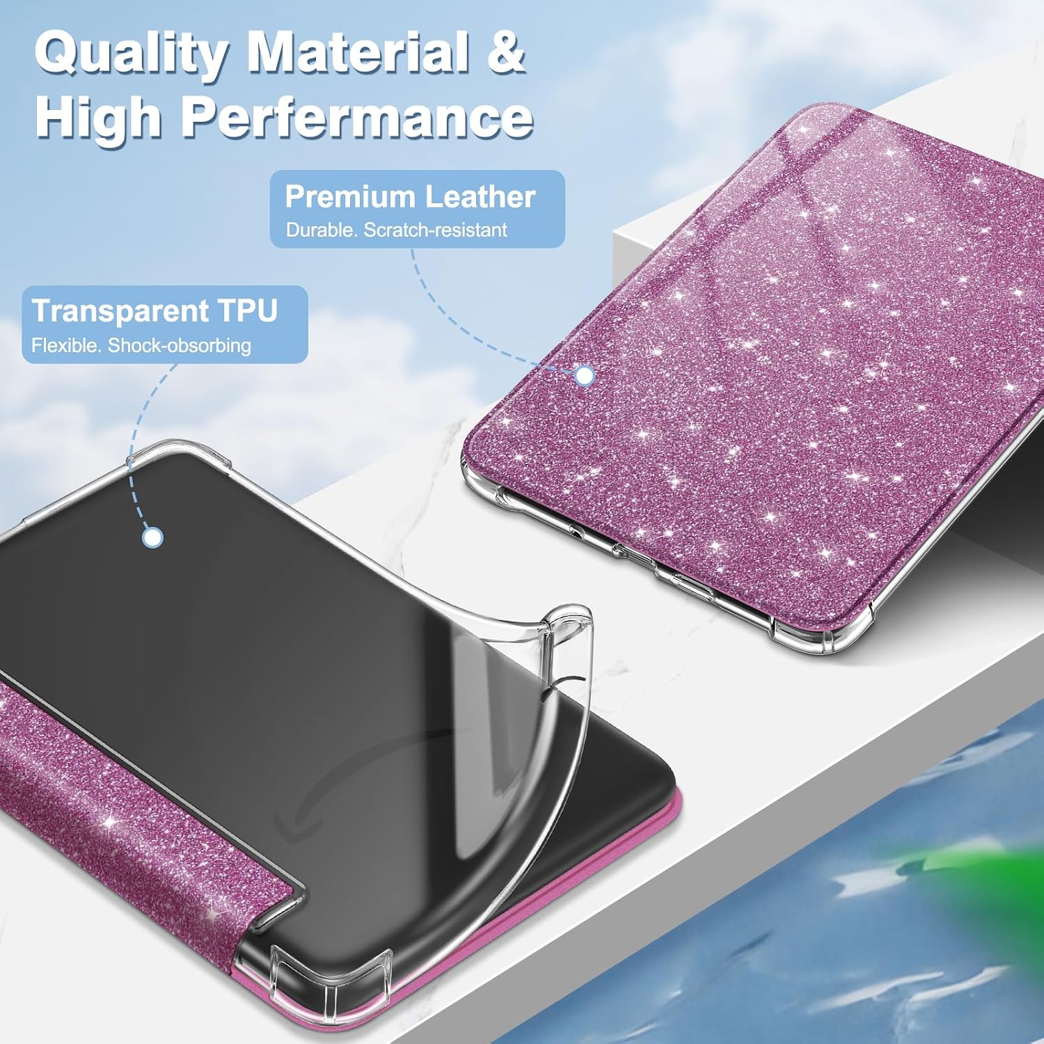 ESTUCHE FINTIE SLIM TPU PARA KINDLE 6' 11ª GENERACIÓN 2024/2022 PÚRPURA BRILLANTE - 4