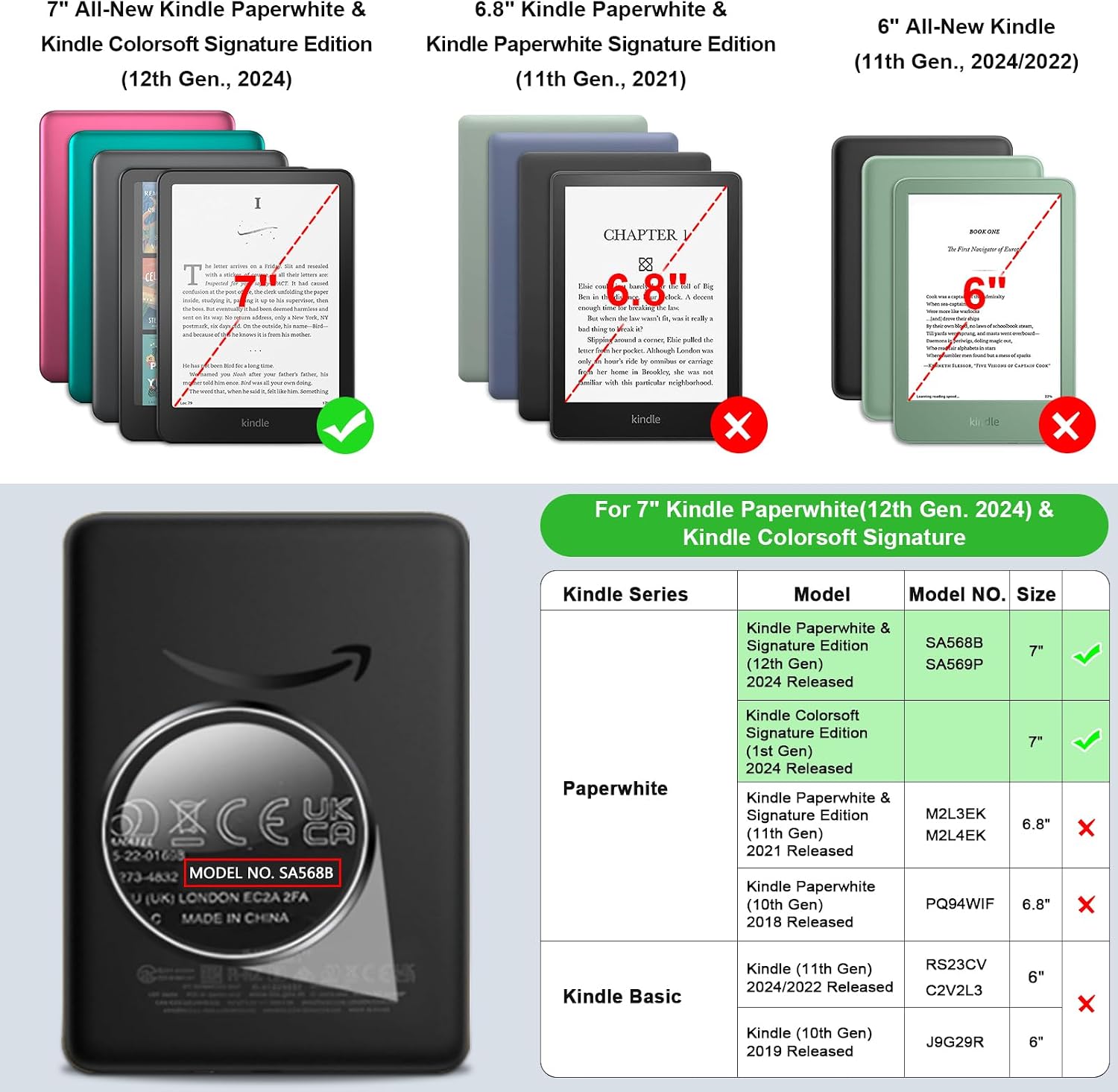 ESTUCHE FINTIE CLEAR PARA KINDLE PAPERWHITE 7' 12ª GEN 2024 Y KINDLE COLORSOFT - 2