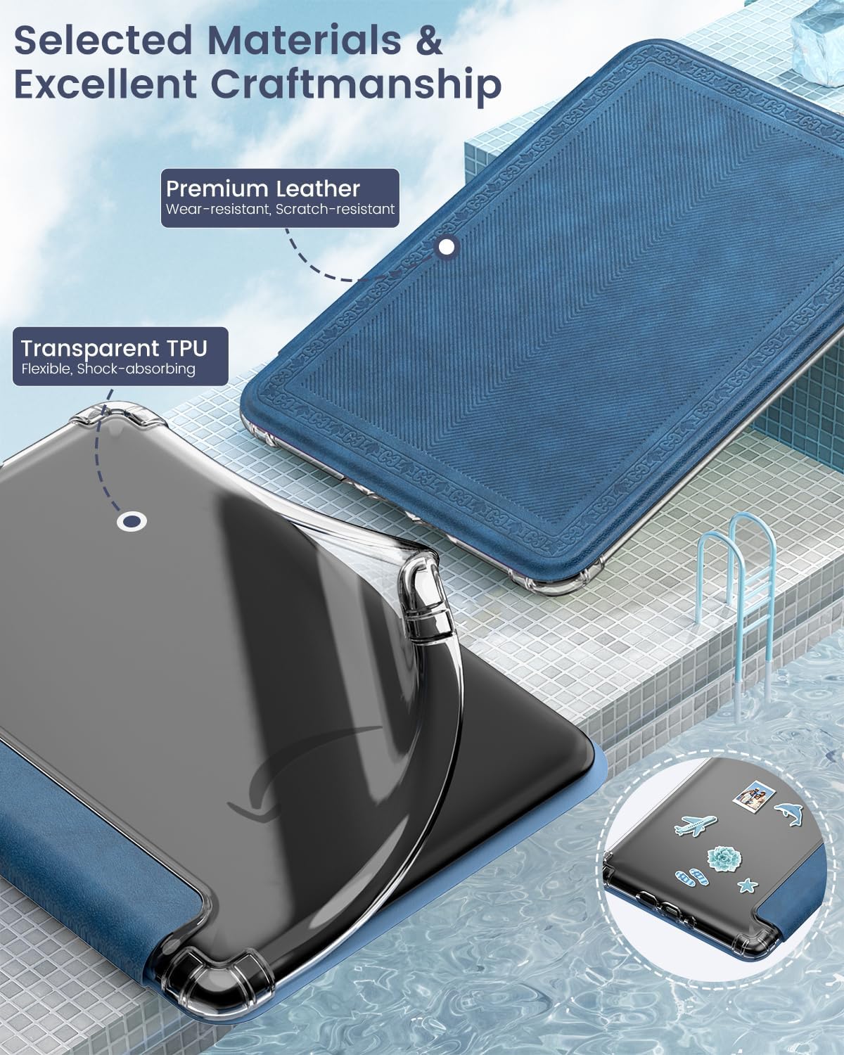ESTUCHE MOKO PARA KINDLE BASIC 6' 11ª GEN 2024/2022 AZUL VINTAGE TWILL - 4