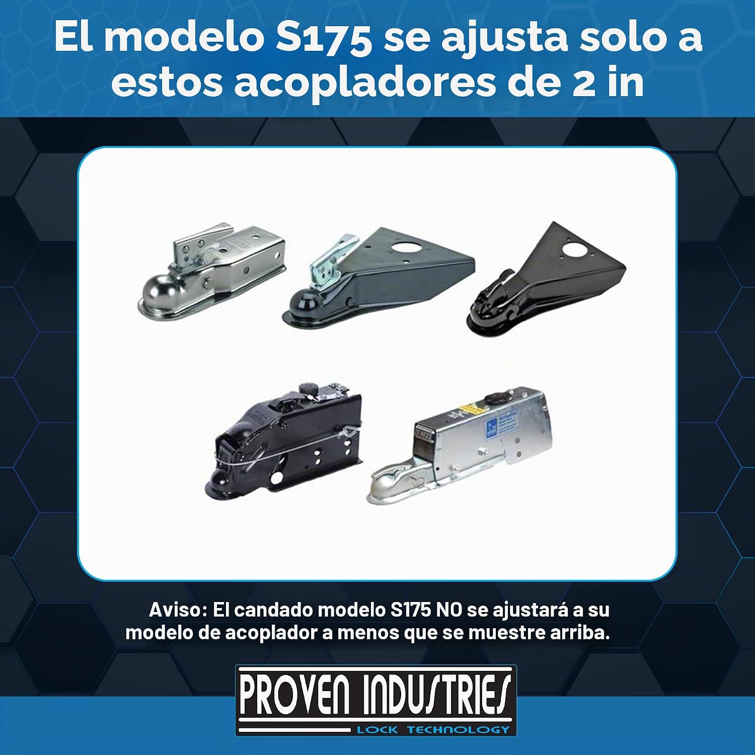 CANDADO PARA ENGANCHE DE REMOLQUE PROVEN LOCKS S175 2 PULGADAS - 2