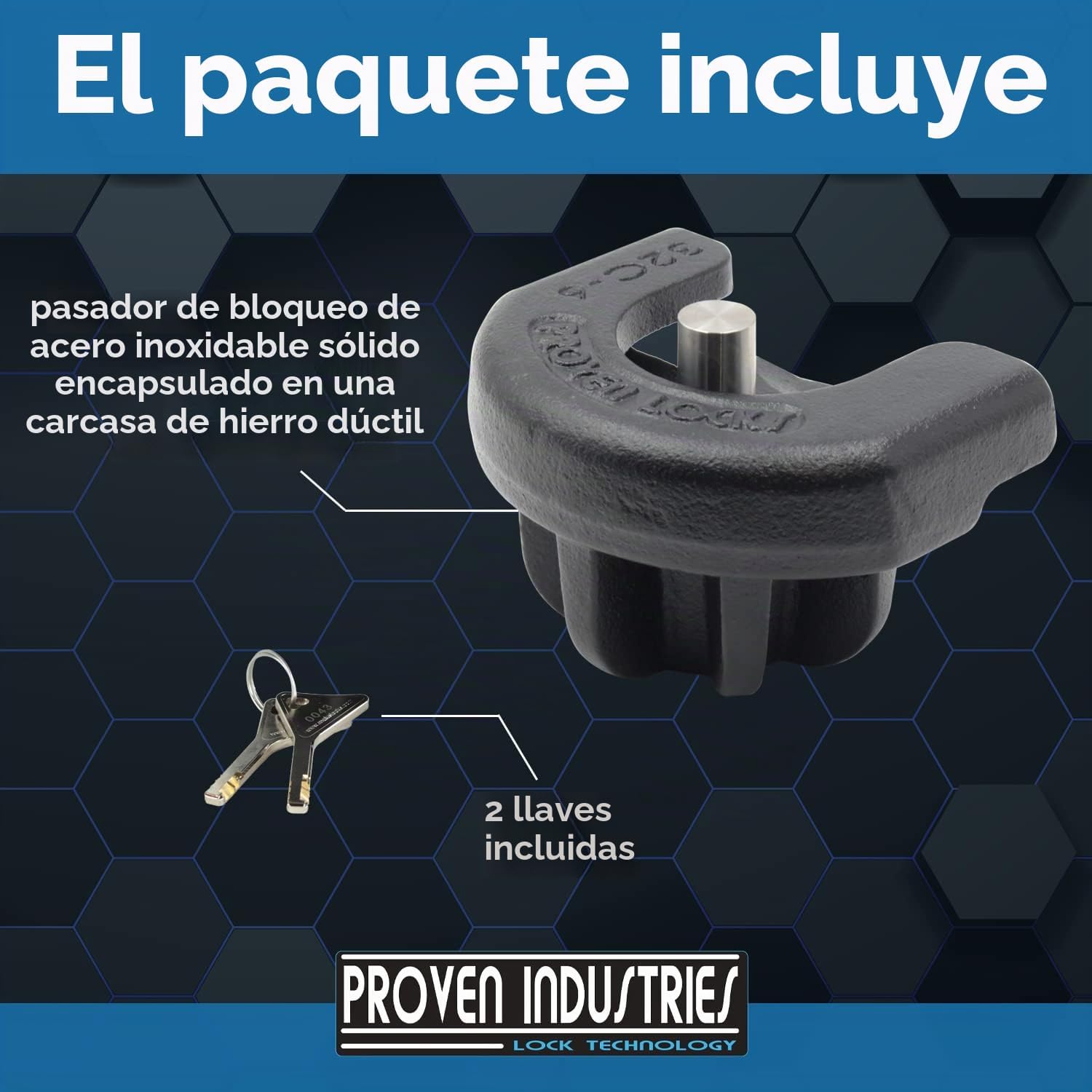 CANDADO PARA ENGANCHE DE REMOLQUE PROVEN LOCKS S175 2 PULGADAS - 3