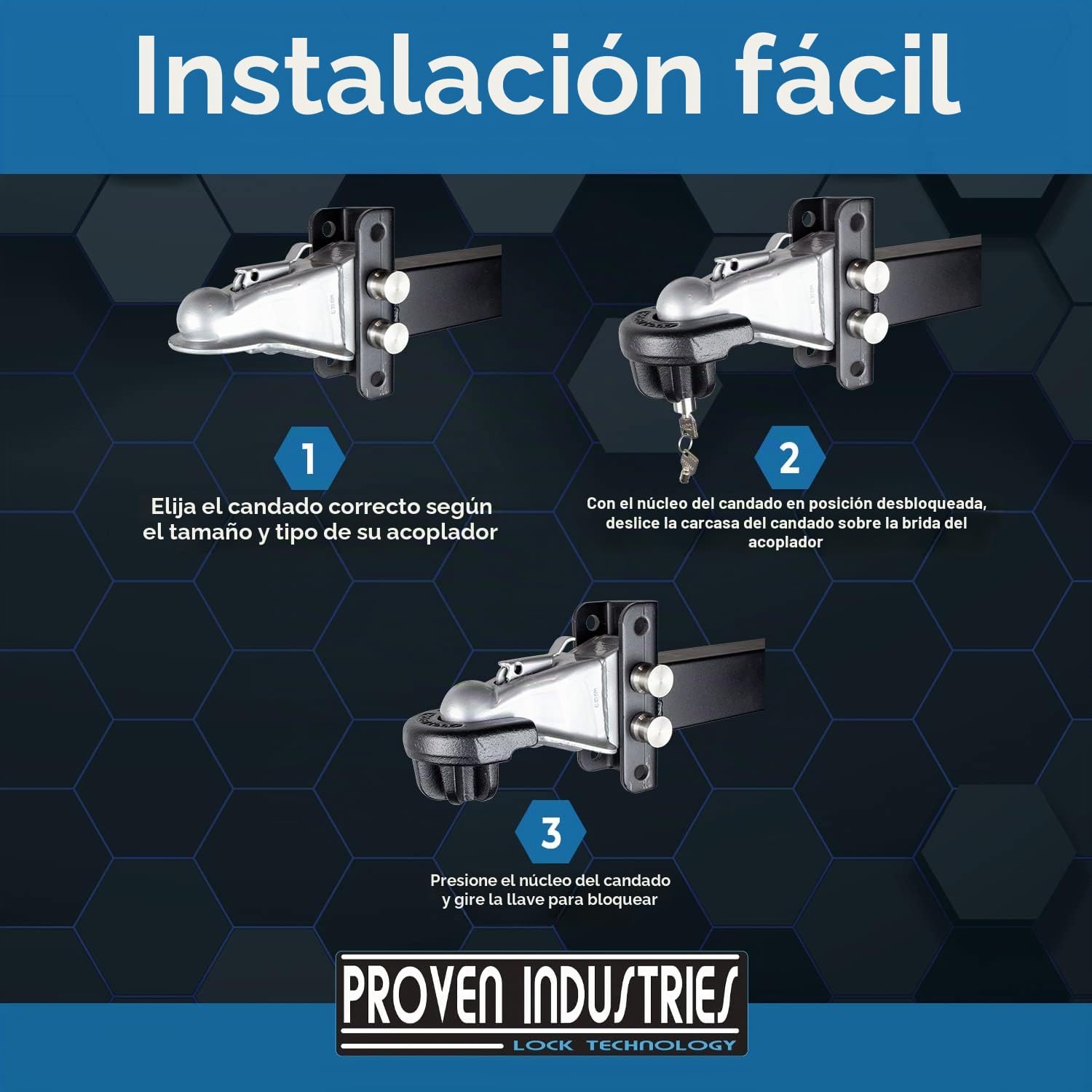 CANDADO PARA ENGANCHE DE REMOLQUE PROVEN LOCKS S175 2 PULGADAS - 4