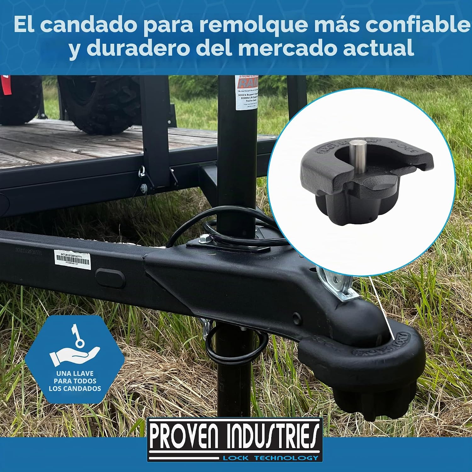 CANDADO PARA ENGANCHE DE REMOLQUE PROVEN LOCKS S175 2 PULGADAS - 5