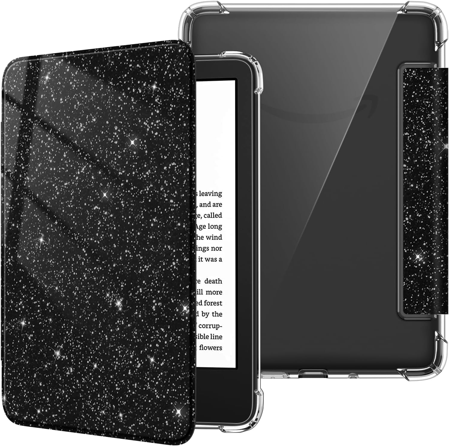 ESTUCHE FINTIE SLIM TPU PARA KINDLE 6' 11ª GENERACIÓN 2024/2022 NEGRO GLITTER - 1
