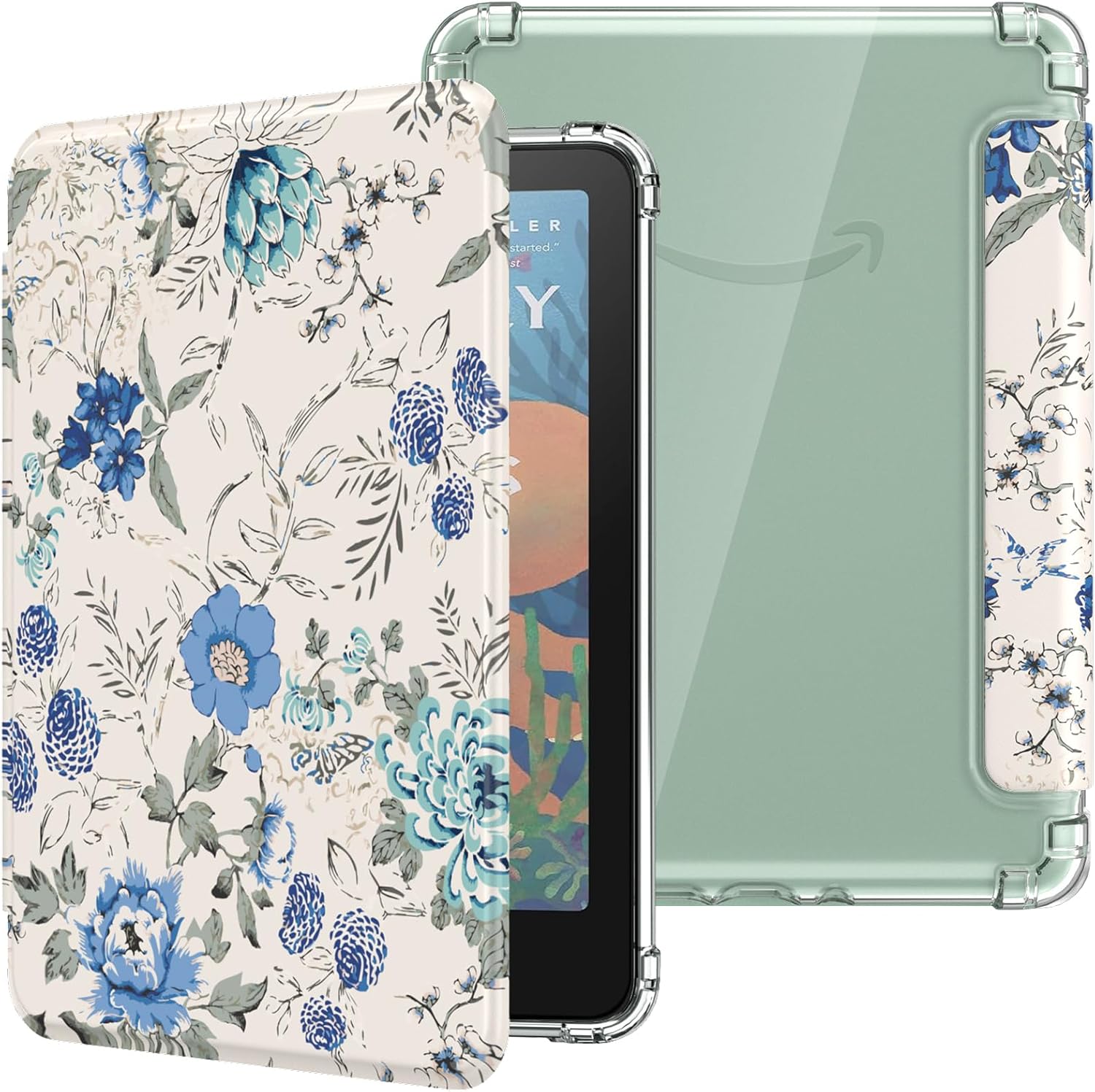 ESTUCHE MOKO PARA KINDLE PAPERWHITE 7' 12ª GEN Y COLORSOFT 2024 AZUL FLORAL - 1