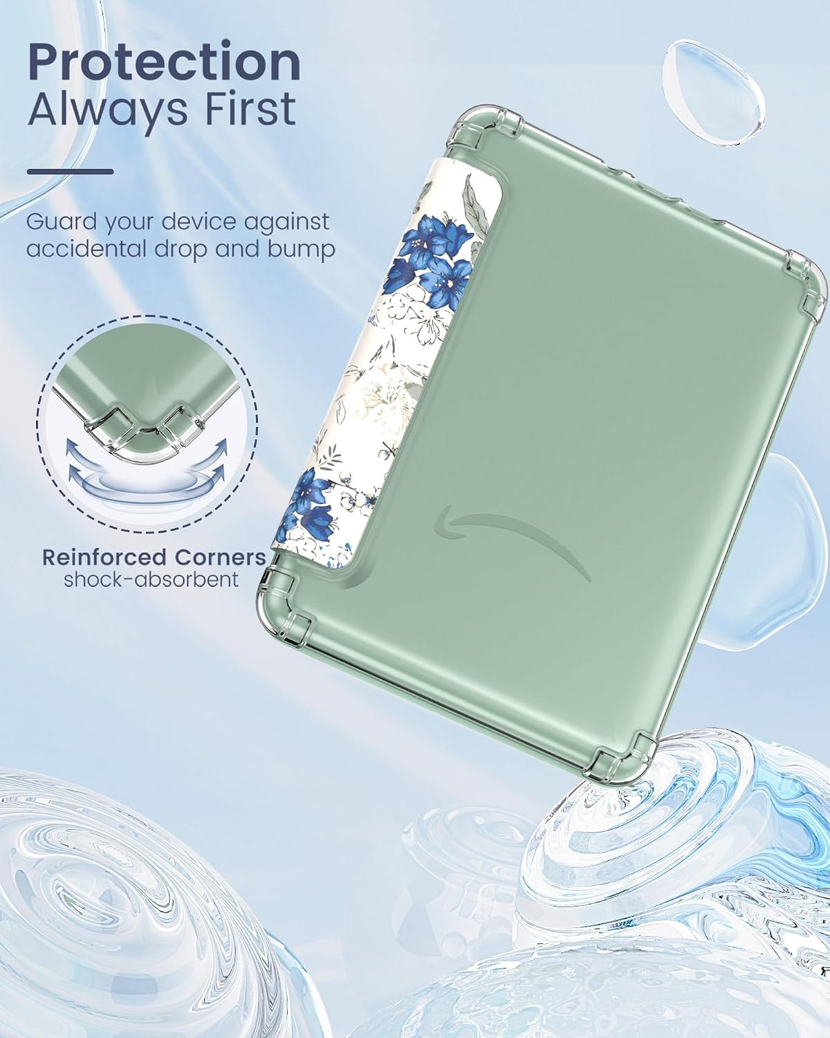 ESTUCHE MOKO PARA KINDLE PAPERWHITE 7' 12ª GEN Y COLORSOFT 2024 AZUL FLORAL - 4