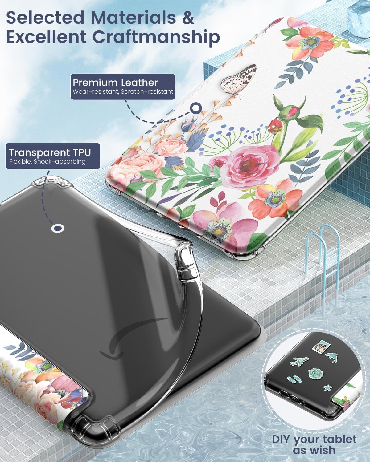 ESTUCHE MOKO PARA KINDLE PAPERWHITE 12ª GEN Y COLORSOFT 2024 FLORES AROMÁTICAS - 4