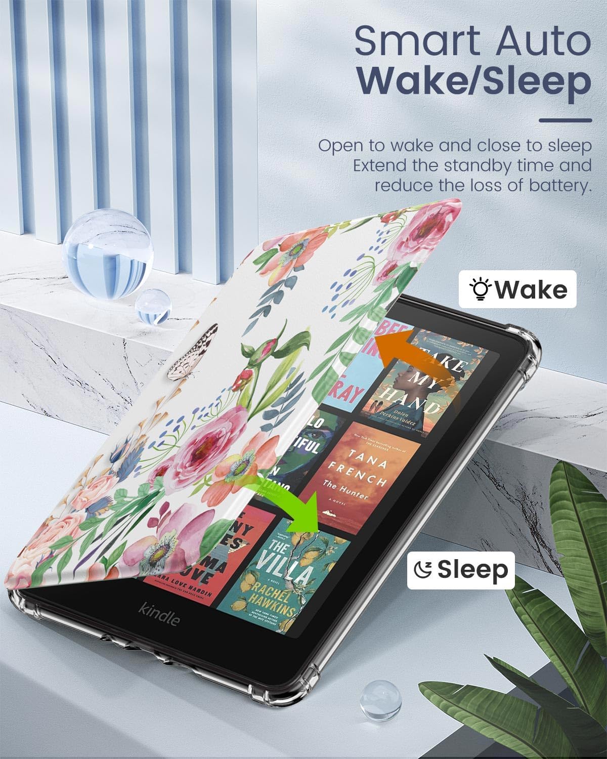 ESTUCHE MOKO PARA KINDLE PAPERWHITE 12ª GEN Y COLORSOFT 2024 FLORES AROMÁTICAS - 5