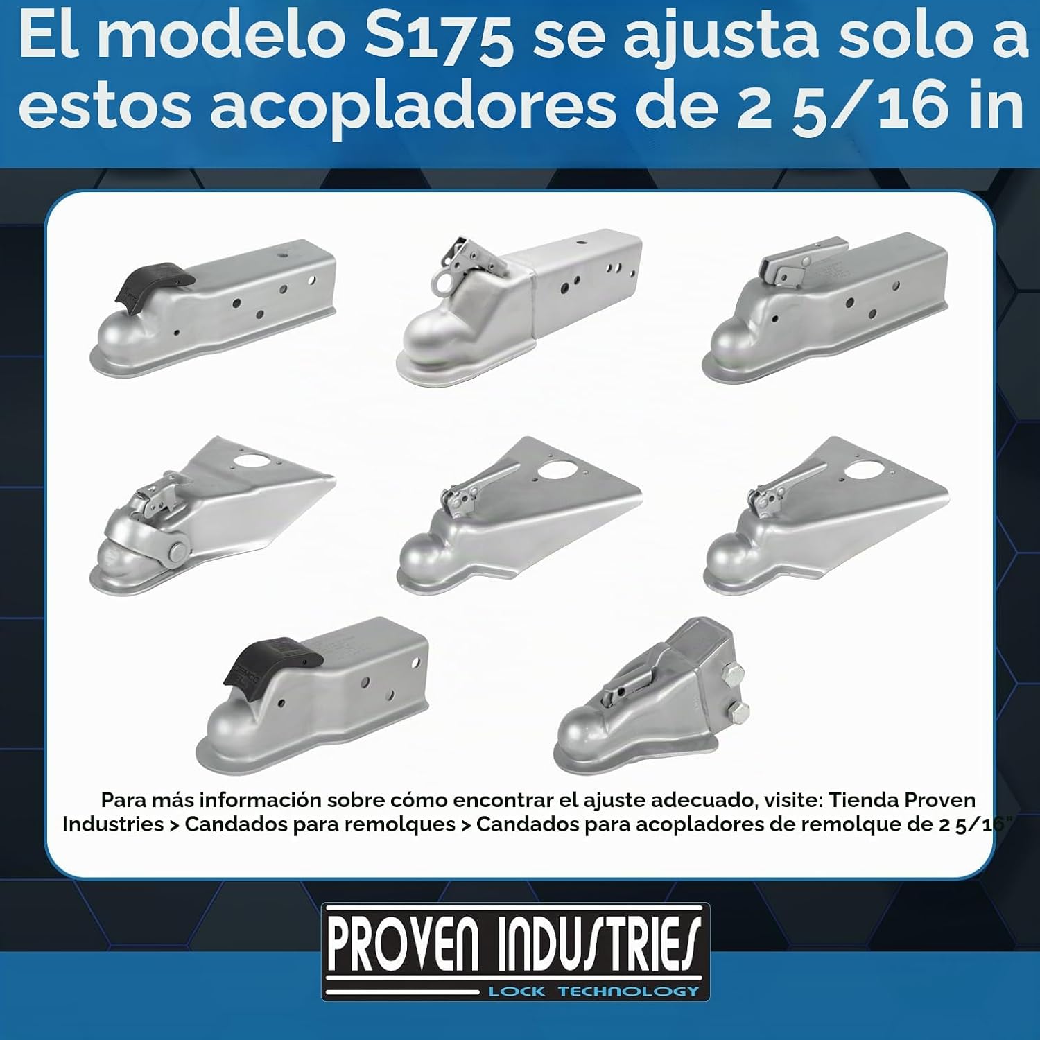 CANDADO PARA ENGANCHE DE REMOLQUE PROVEN LOCKS S175 2 5/16 PULGADAS - 2