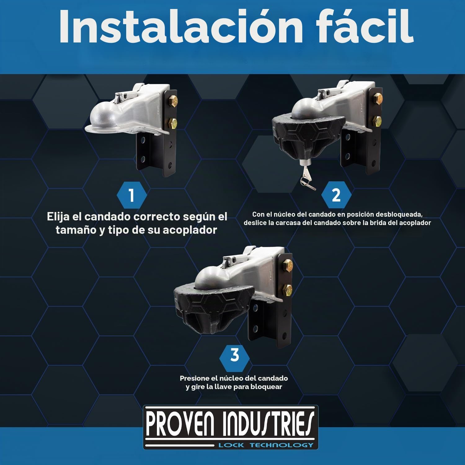 CANDADO PARA ENGANCHE DE REMOLQUE PROVEN LOCKS S175 2 5/16 PULGADAS - 4